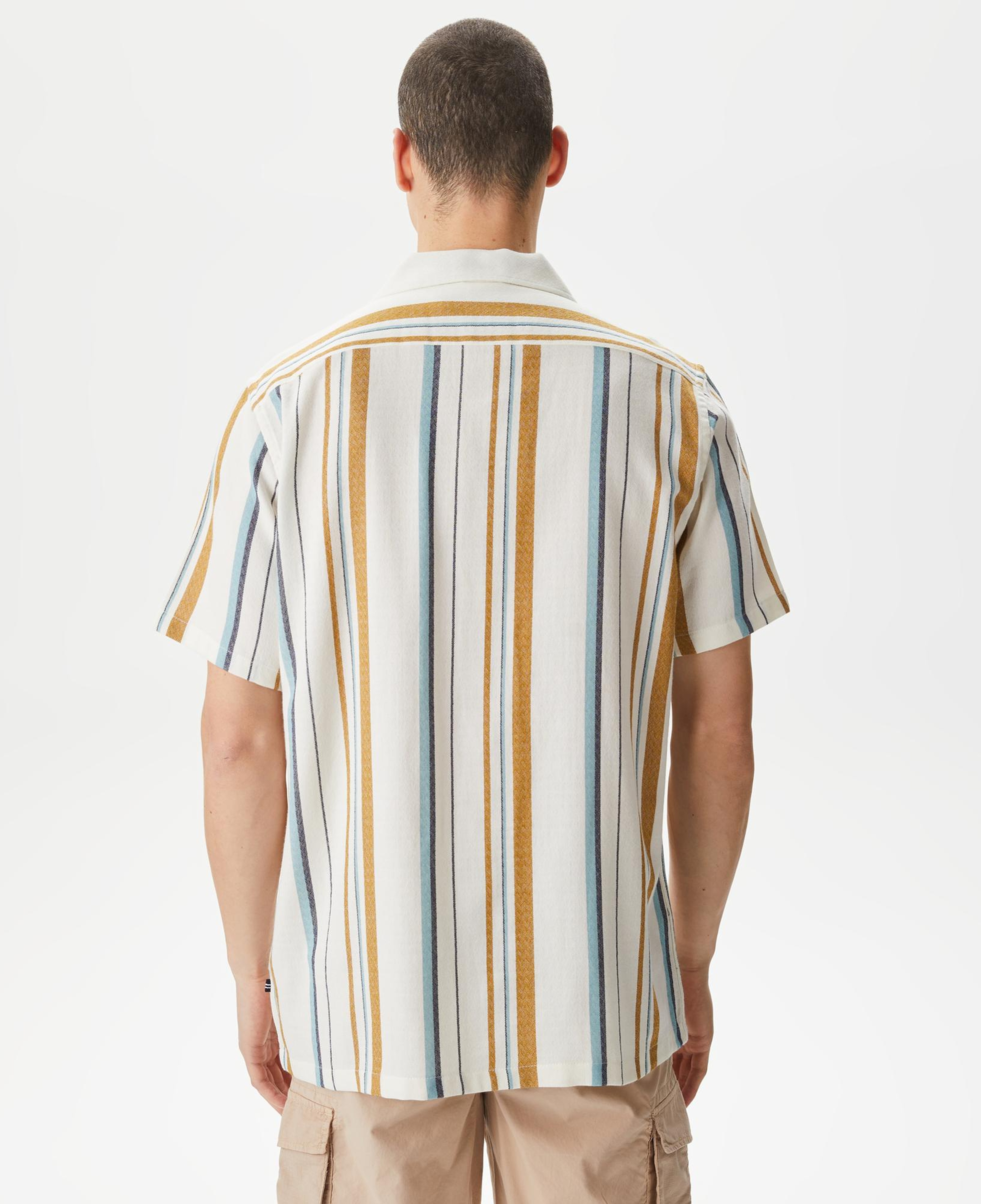 Nautica Erkek Kırık Beyaz Classic Fit Kısa Kollu Çizgili Gömlek