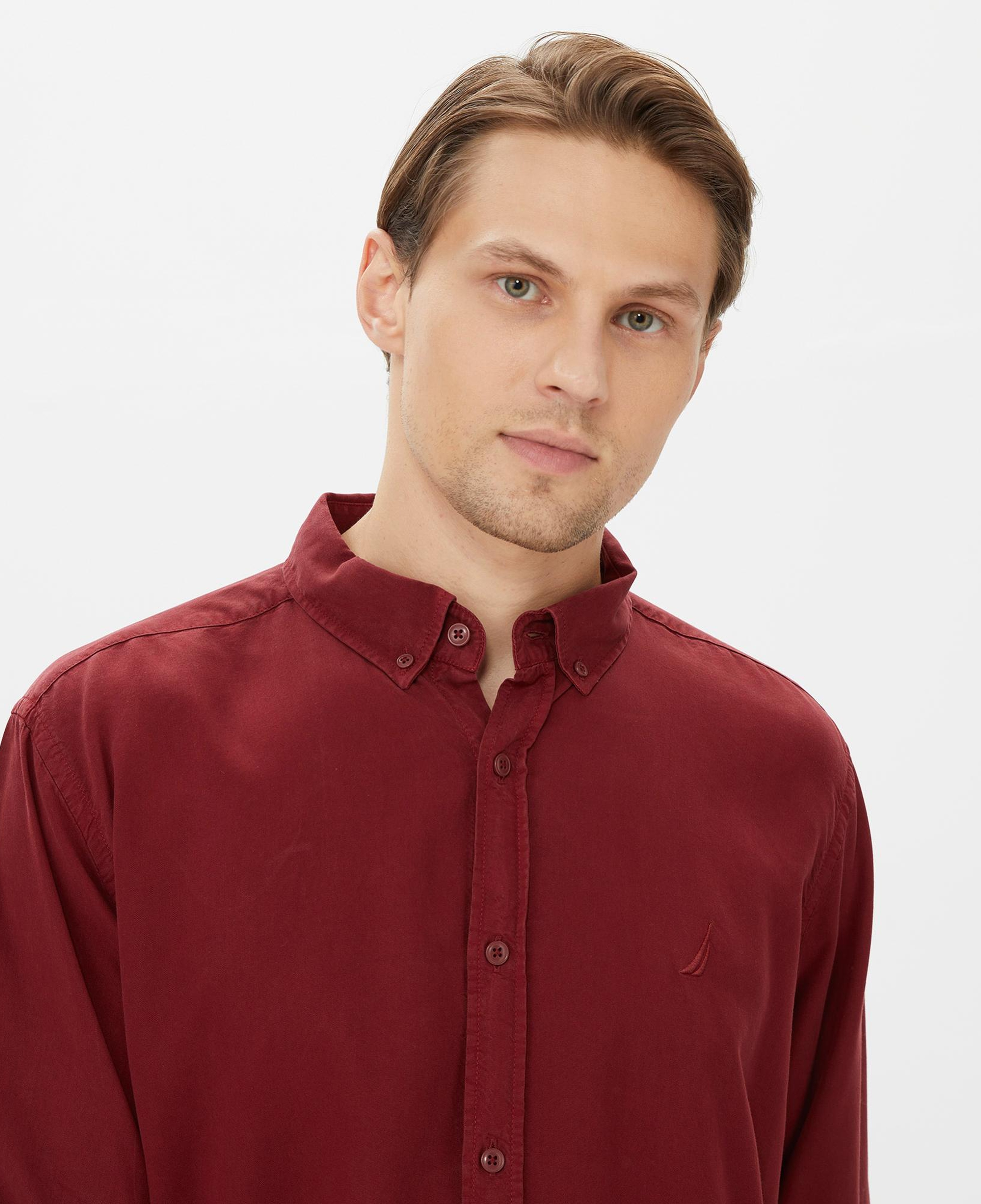 Nautica Erkek Bordo Classic Fit Gömlek