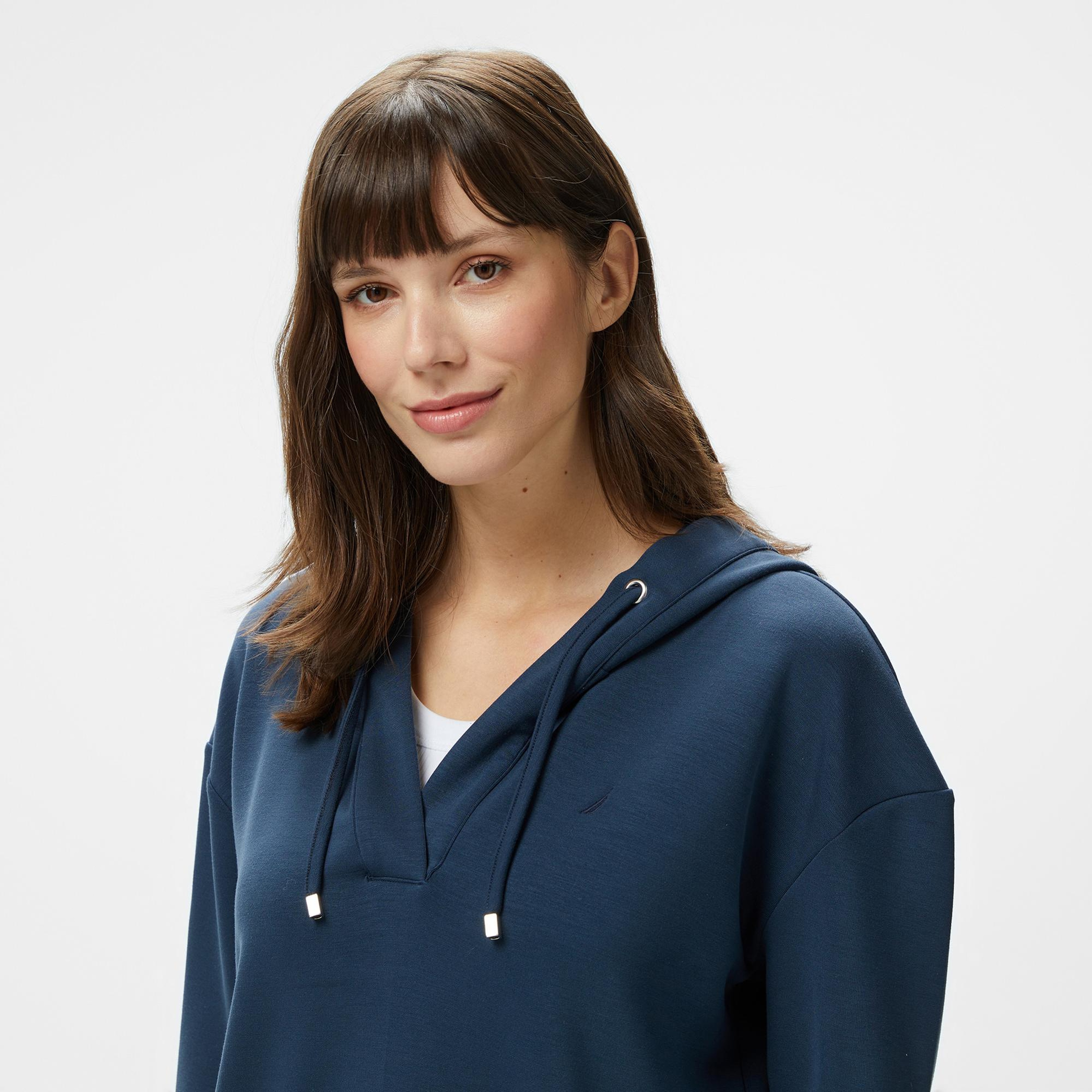 Nautica Kadın Lacivert Regular Fit Kapüşonlu Sweatshirt
