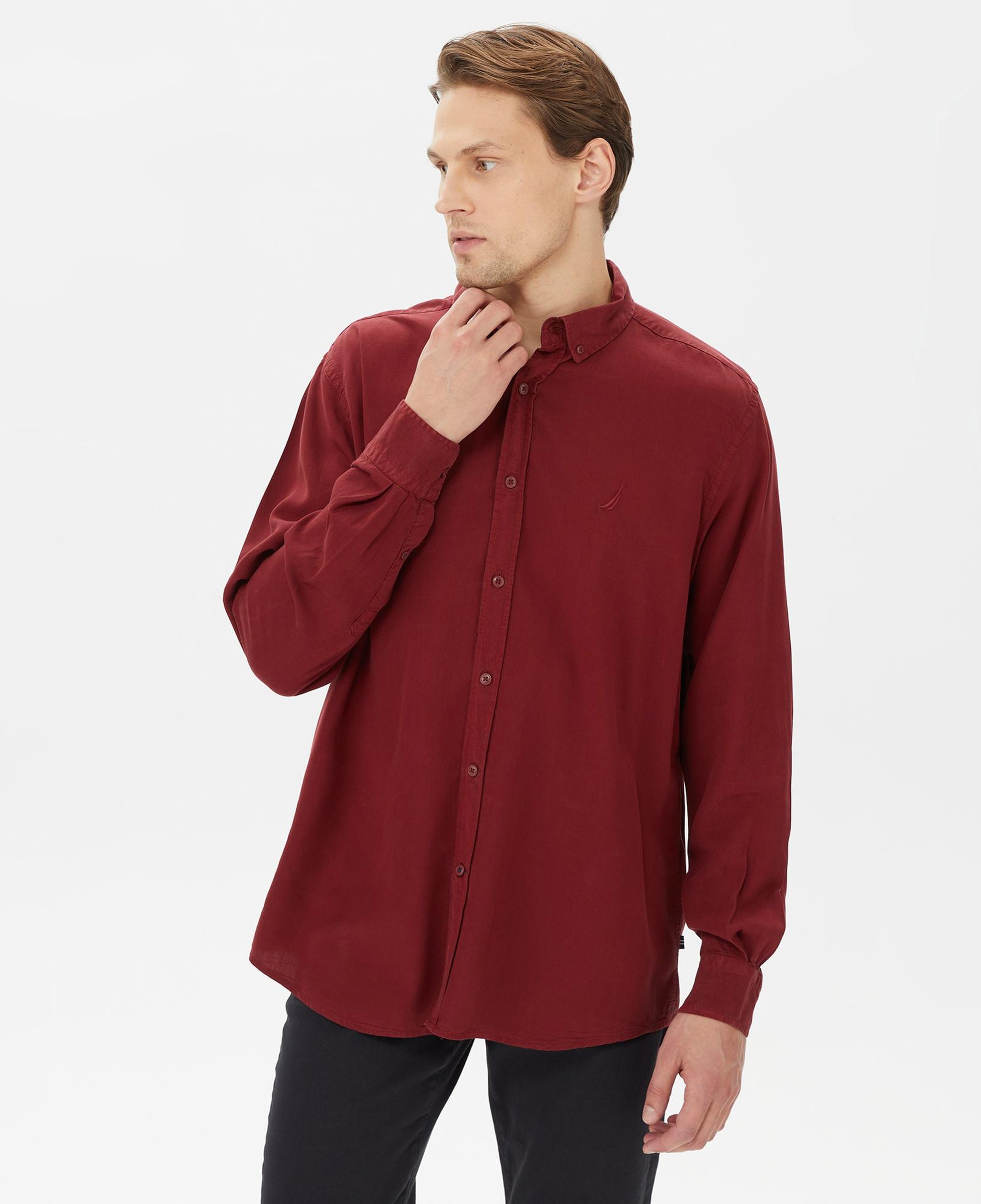 Nautica Erkek Bordo Classic Fit Gömlek