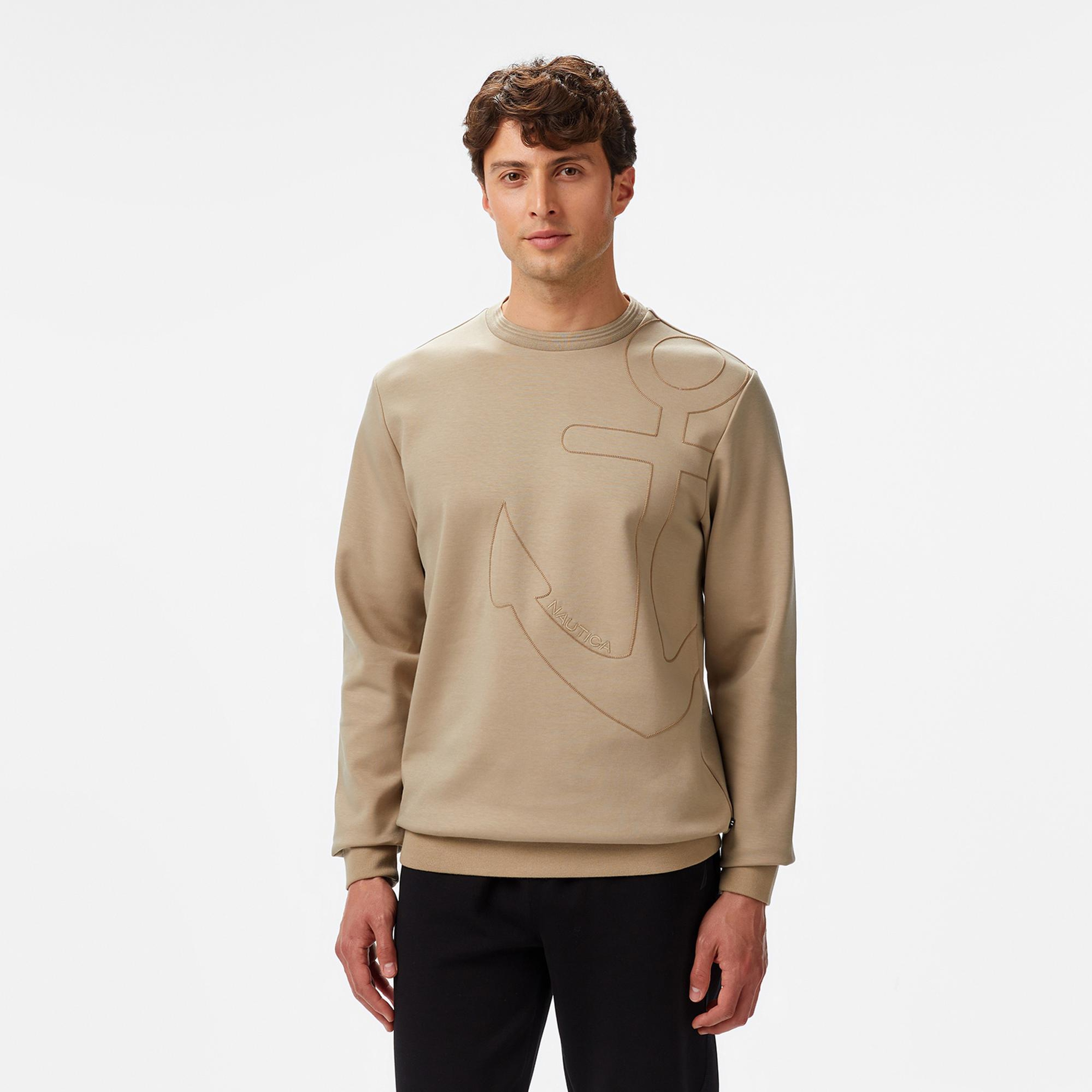 Nautica Erkek Bej Regular Fit Sweatshirt