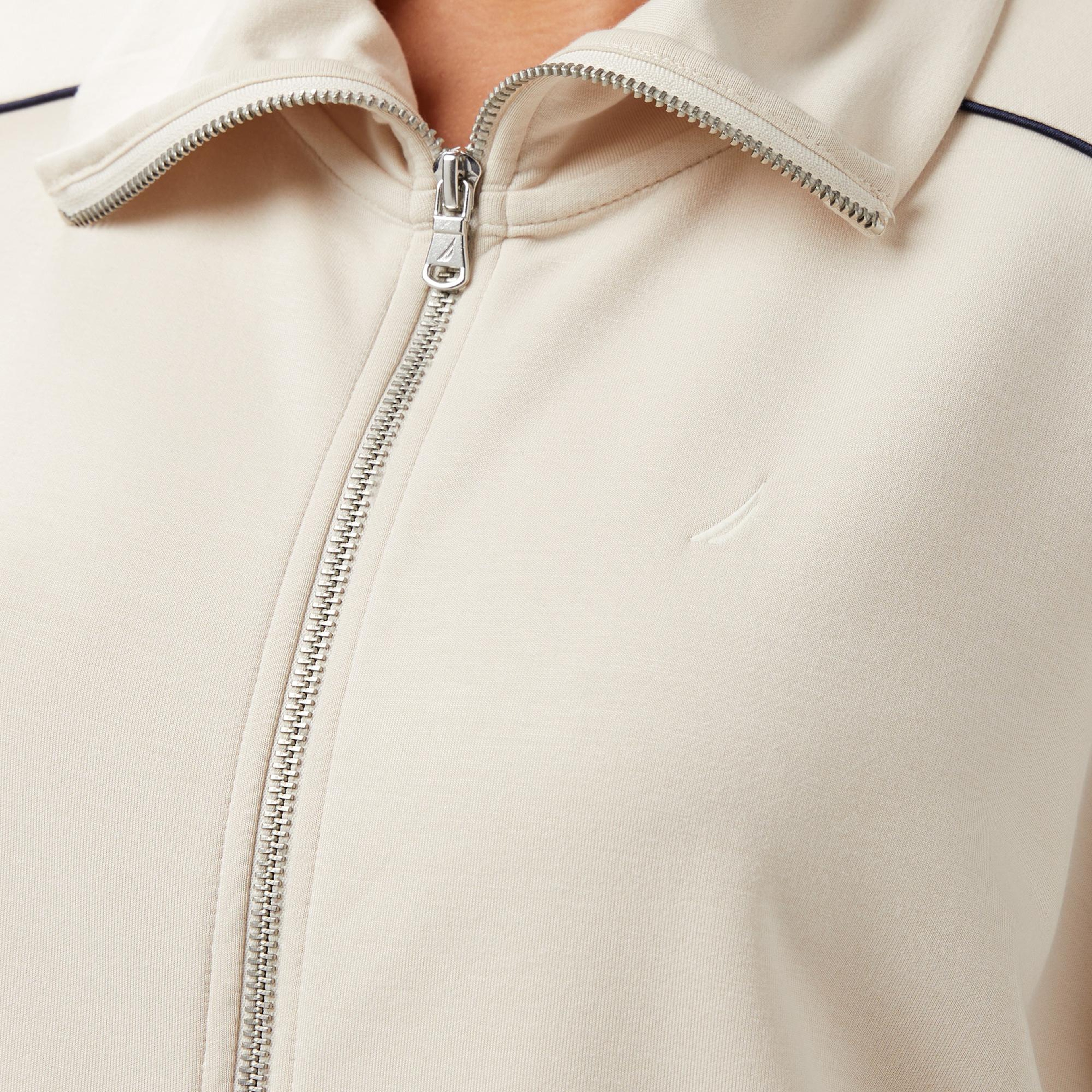 Nautica Kadın Krem Rengi Regular Fit Dik Yaka Sweatshirt