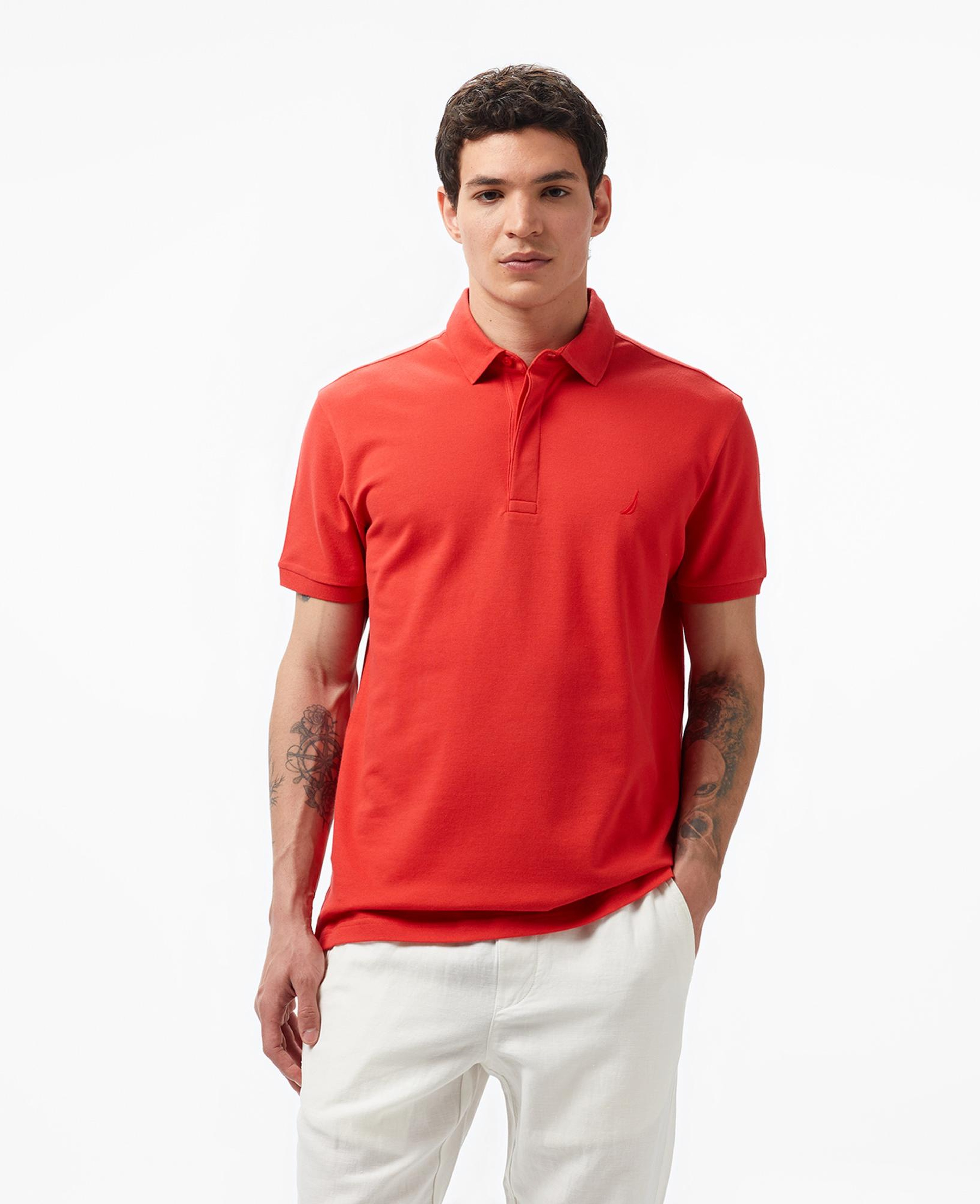 Nautica Erkek Kırmızı Slim Fit Kısa Kollu Polo Yaka T-Shirt