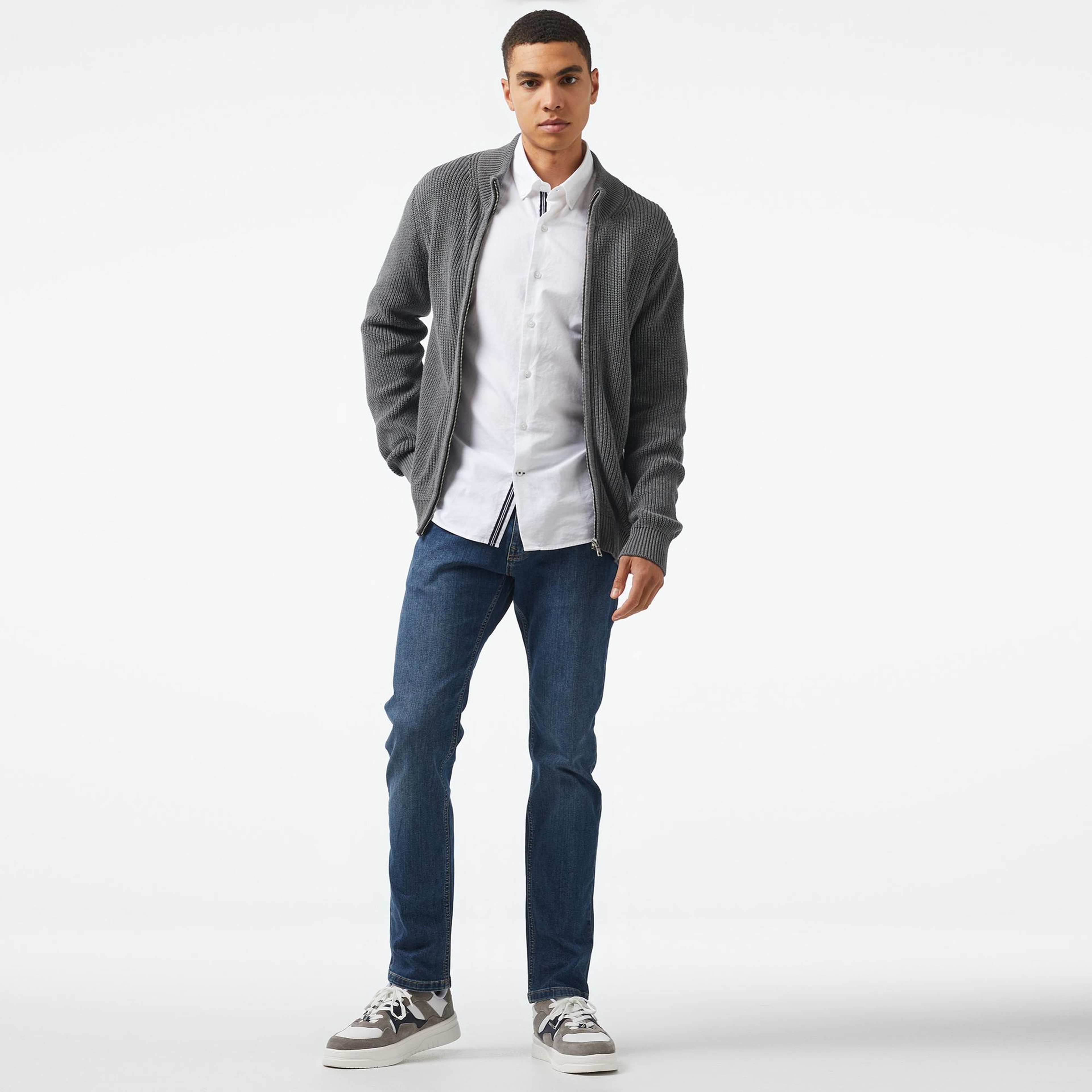 Nautica Erkek Gri Regular Fit Triko Hırka