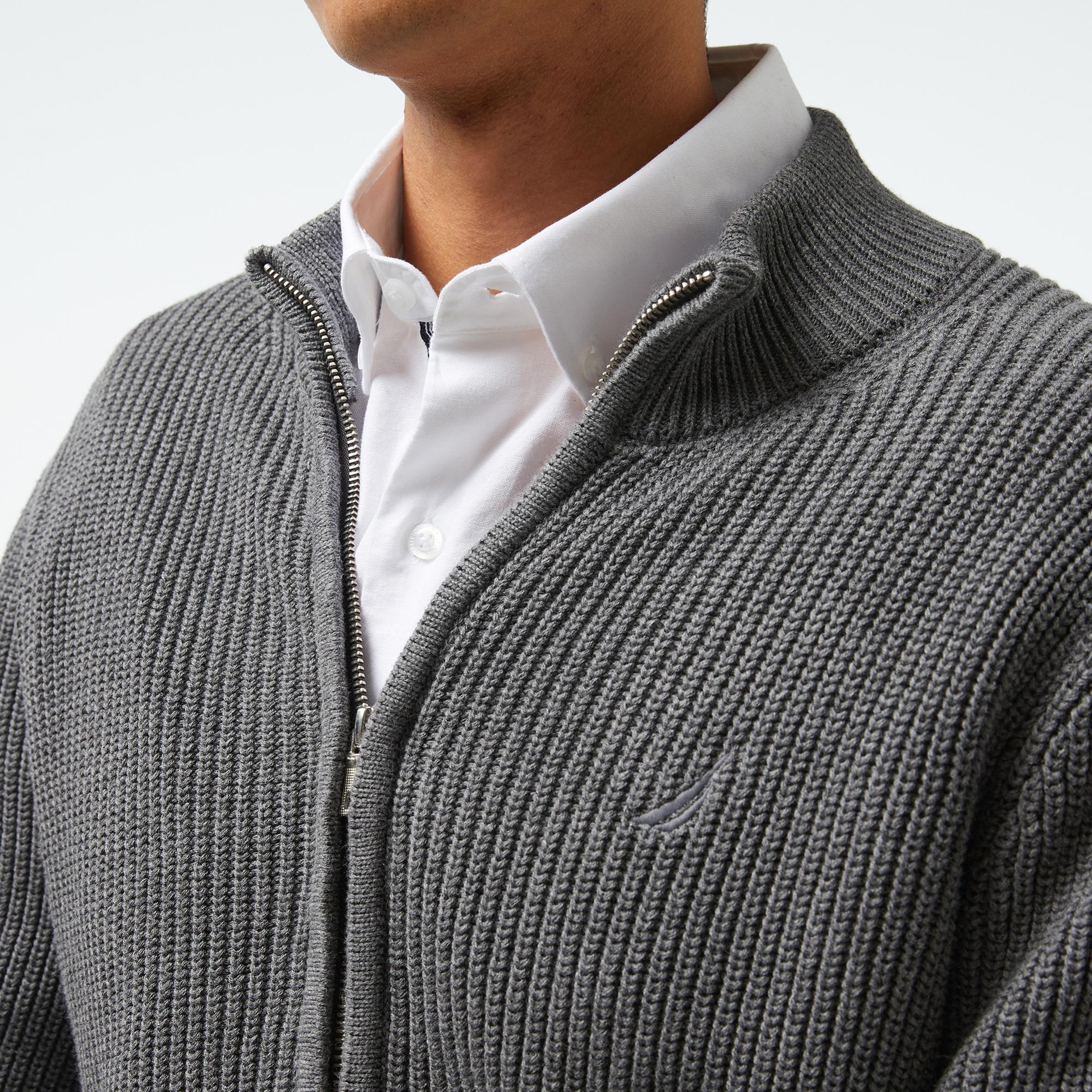 Nautica Erkek Gri Regular Fit Triko Hırka