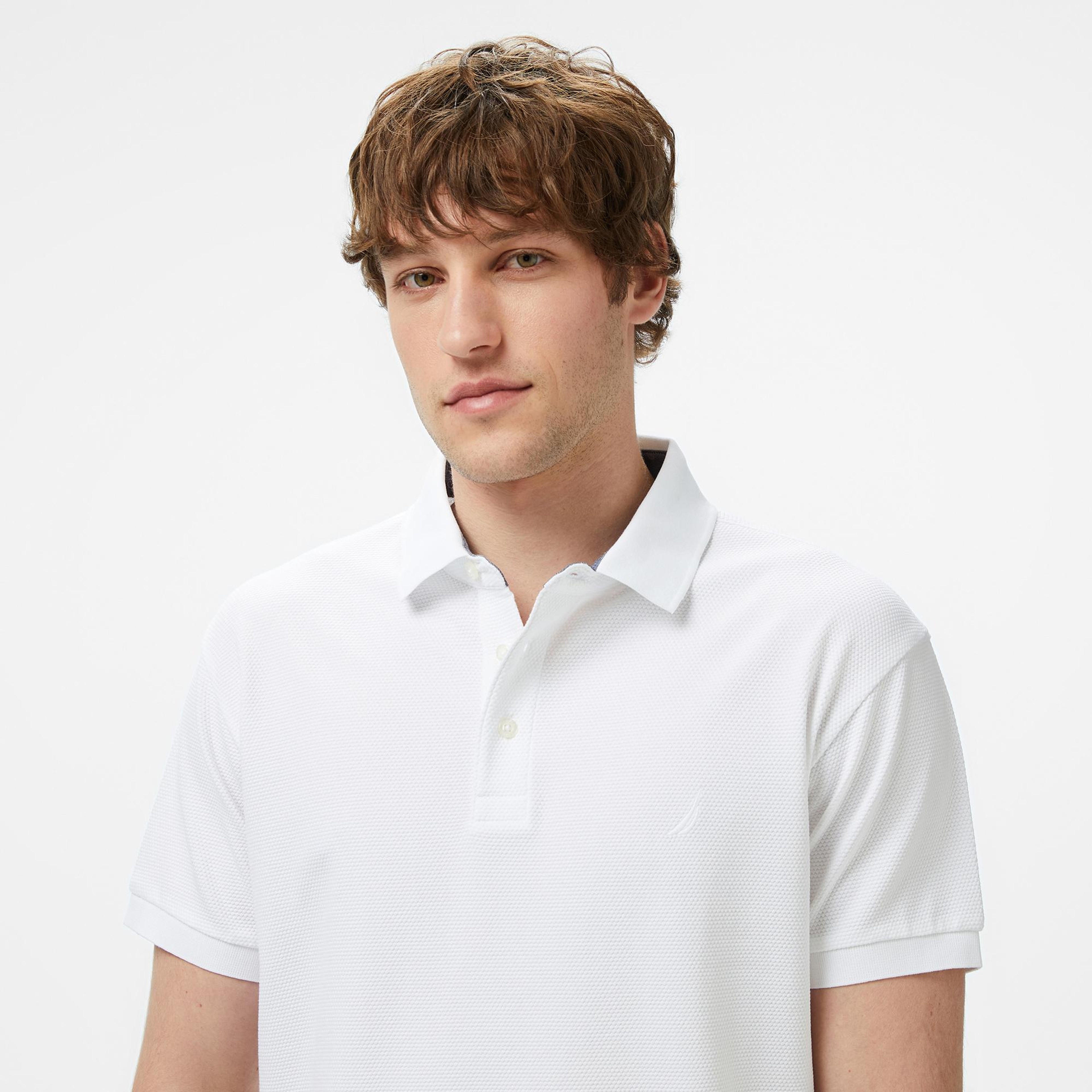 Nautica Erkek Beyaz Classic Fit Polo Yaka T-Shirt