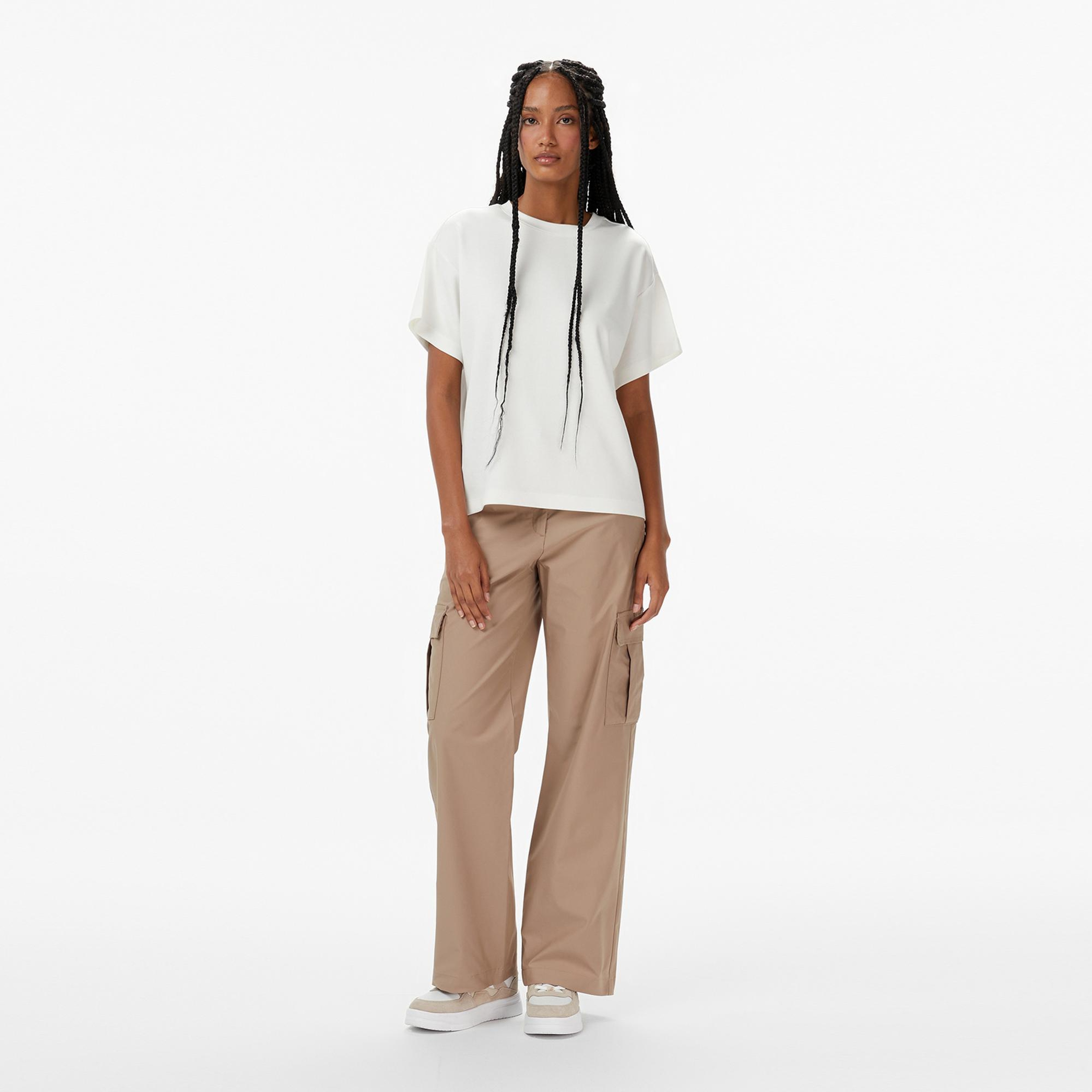 Nautica Kadın Bej Straight Fit Pantolon