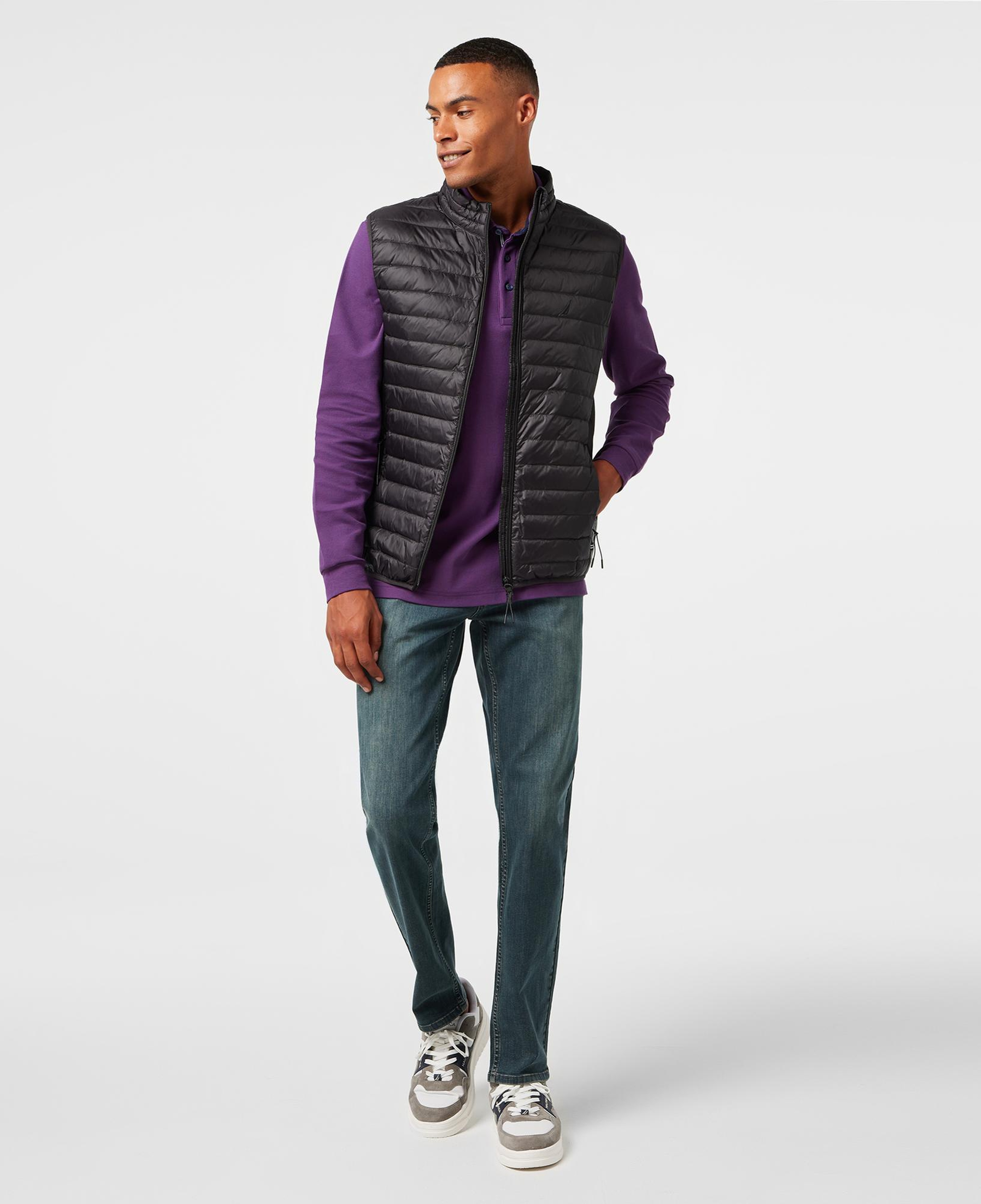 Nautica Erkek Siyah Su Kaydırma Özellikli Kaz Tüyü Yelek