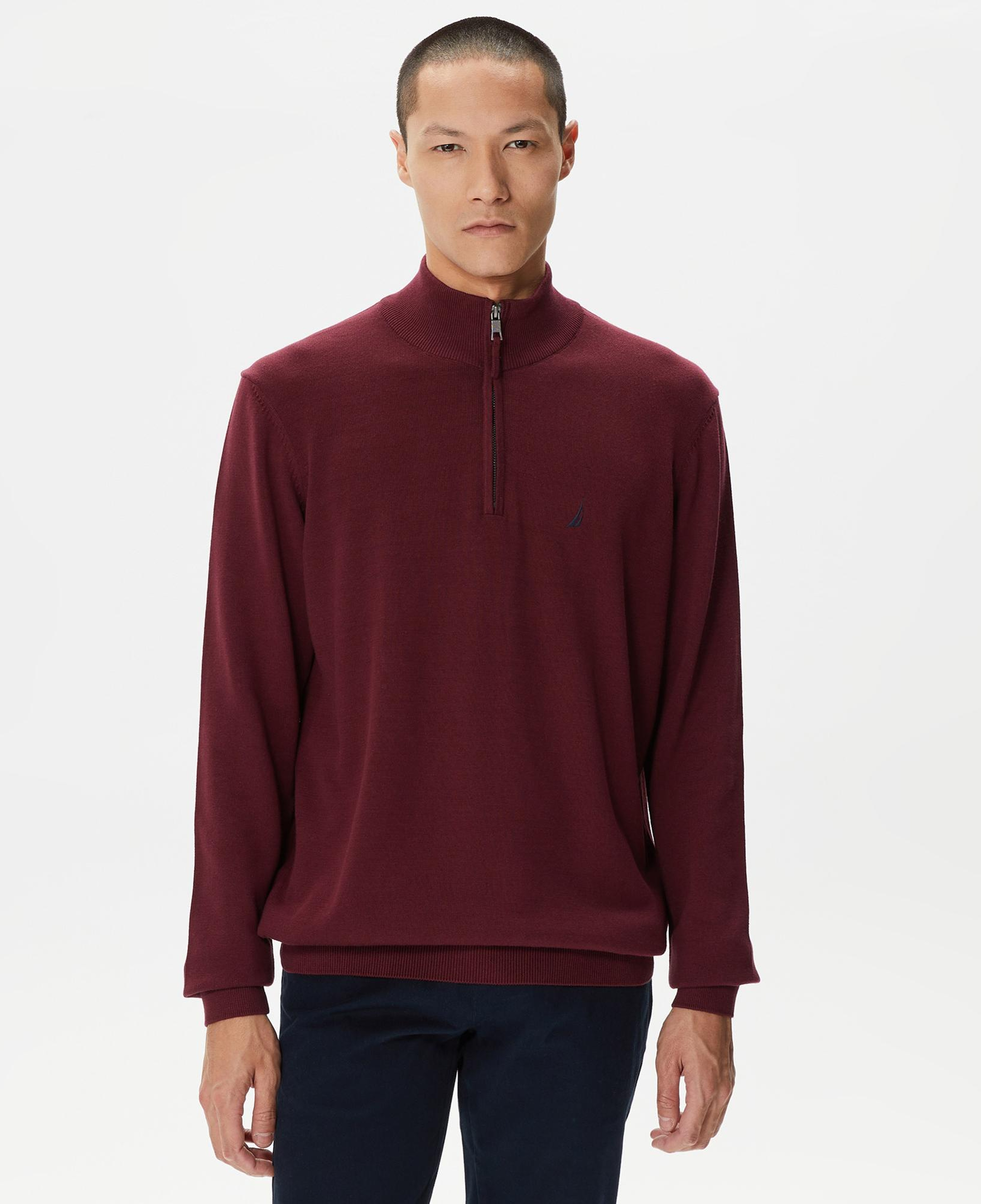Nautica Erkek Bordo Standart Fit Dik Yakalı Kazak