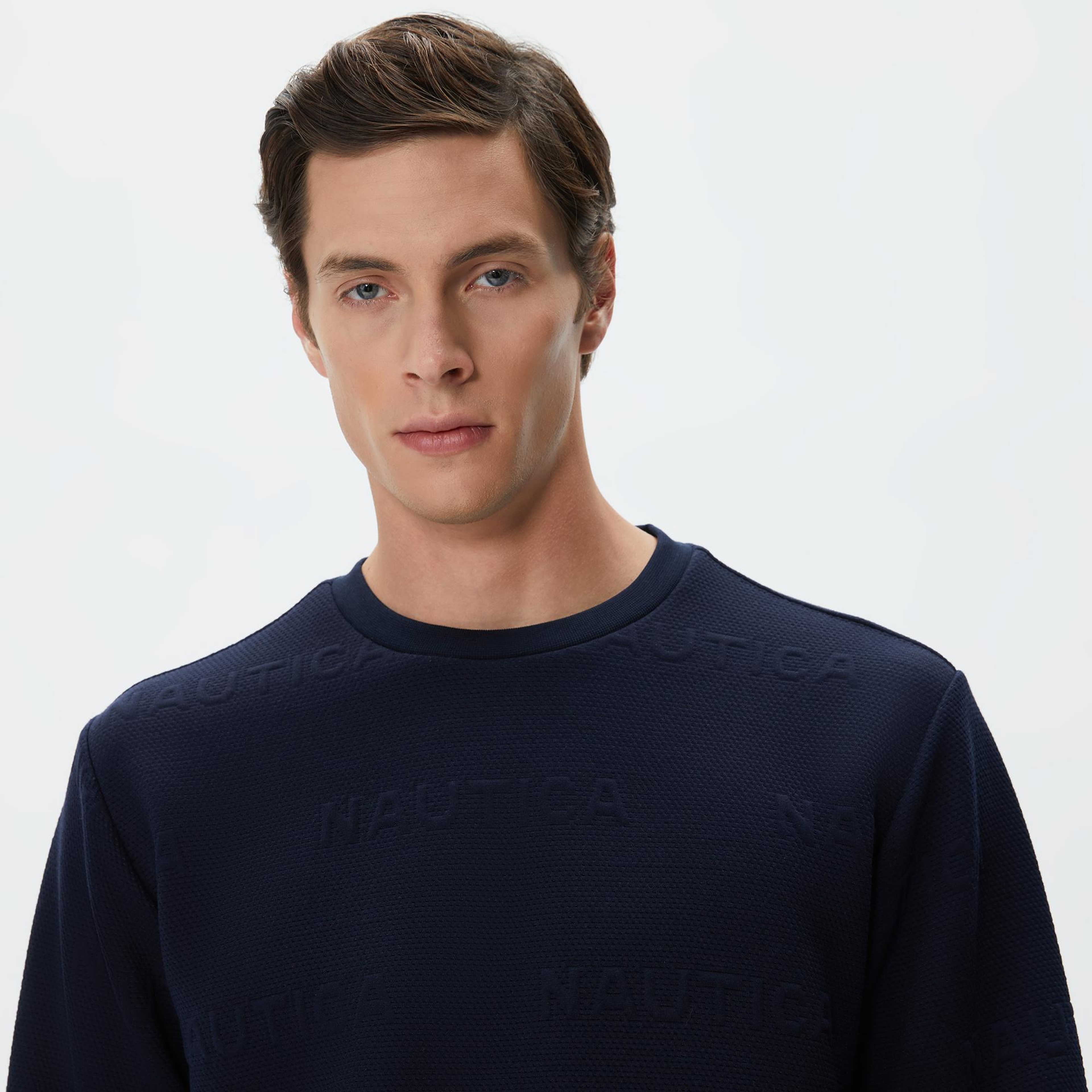 Nautica Erkek Lacivert Standart Fit Jakarlı Sweatshirt