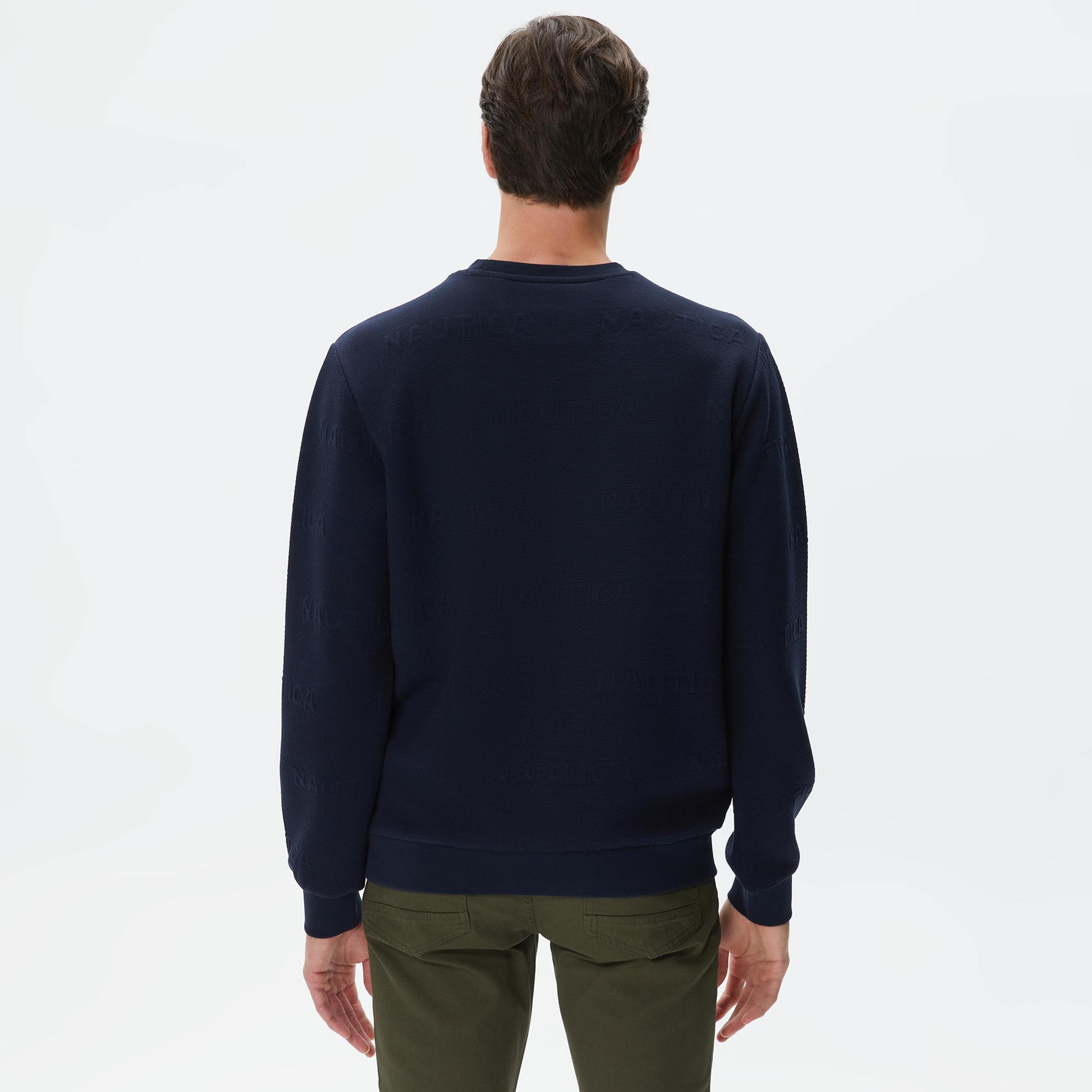 Nautica Erkek Lacivert Standart Fit Jakarlı Sweatshirt