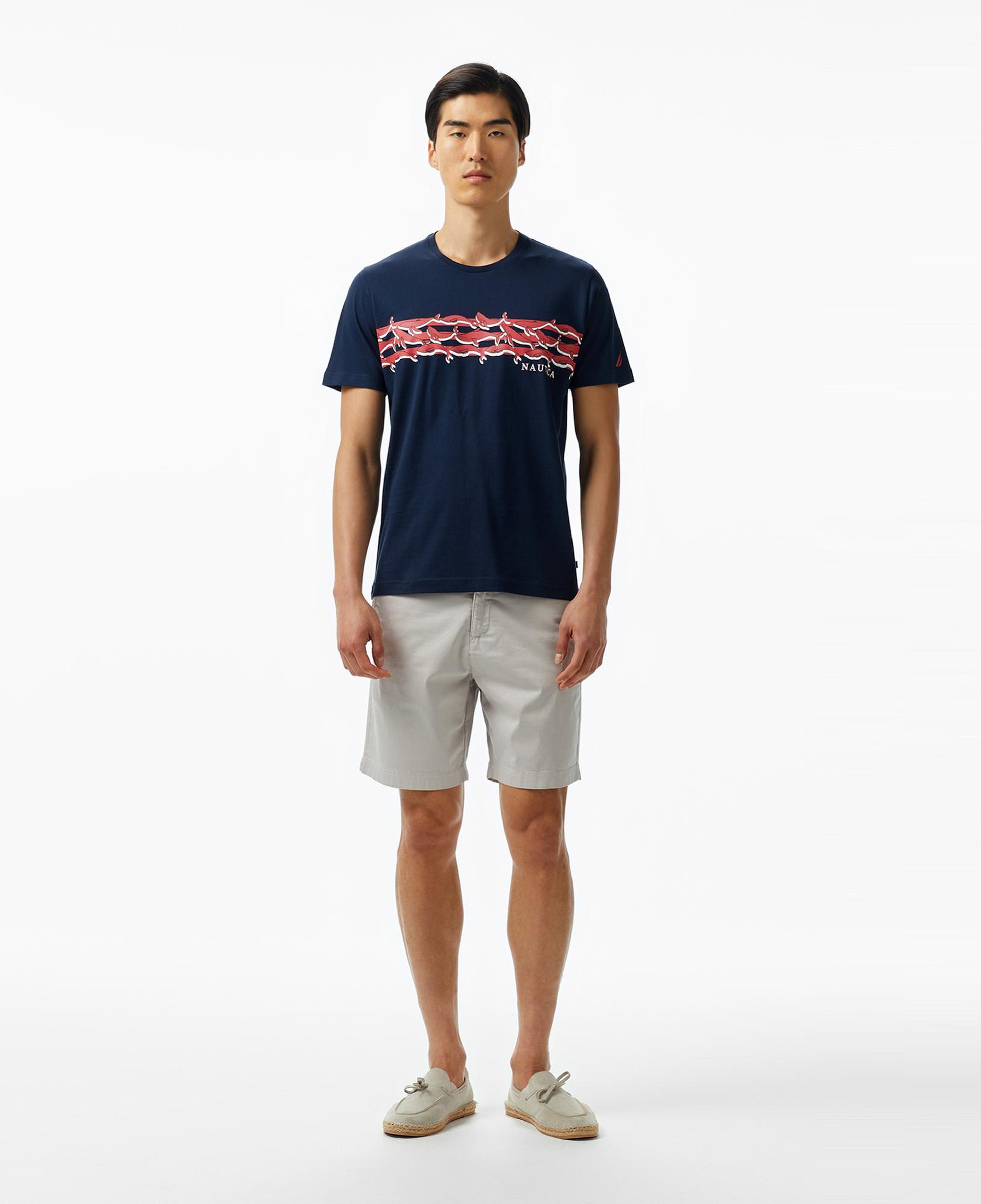 Nautica Erkek Lacivert Regular Fit Baskılı T-Shirt