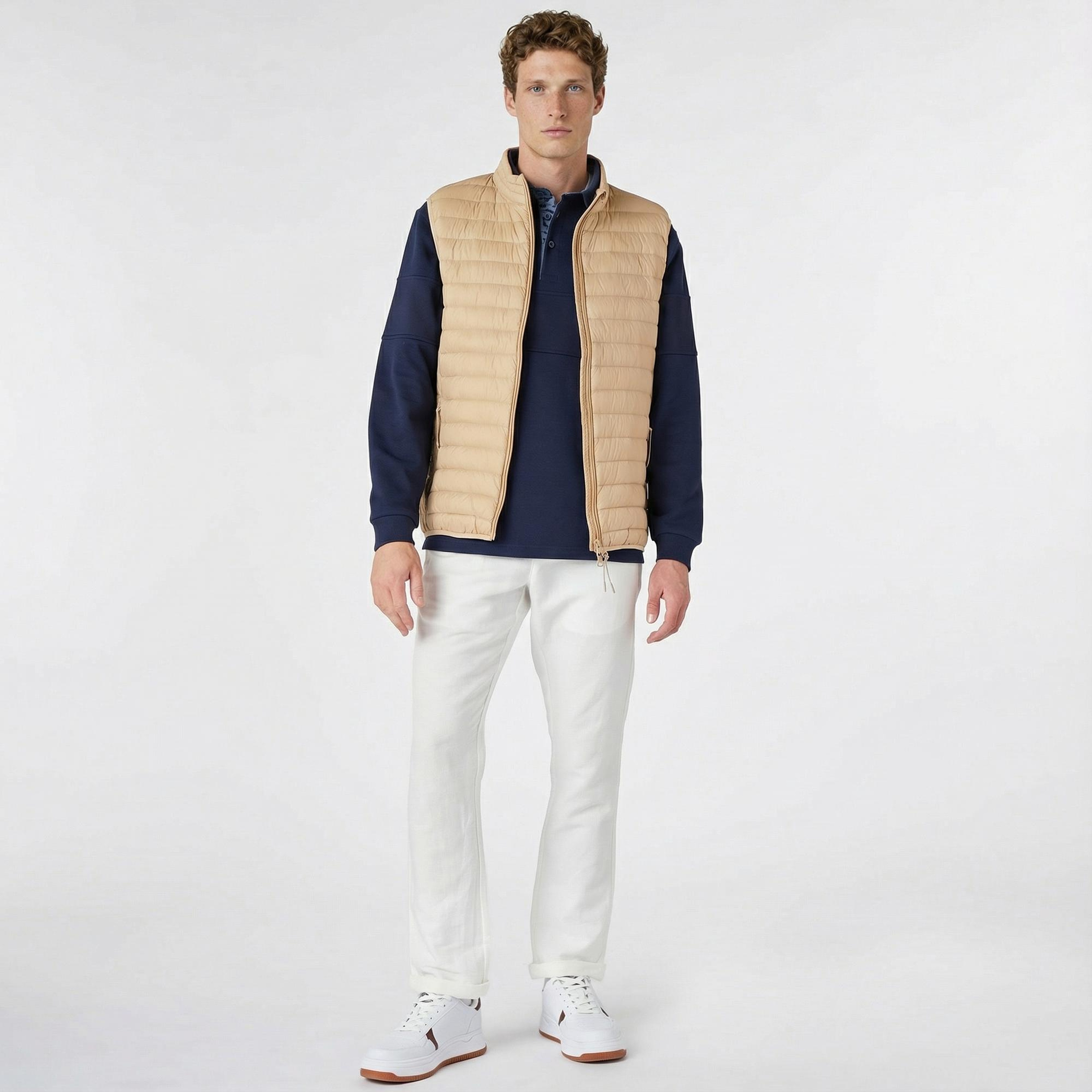 Nautica Erkek Bej Standart Fit Yelek