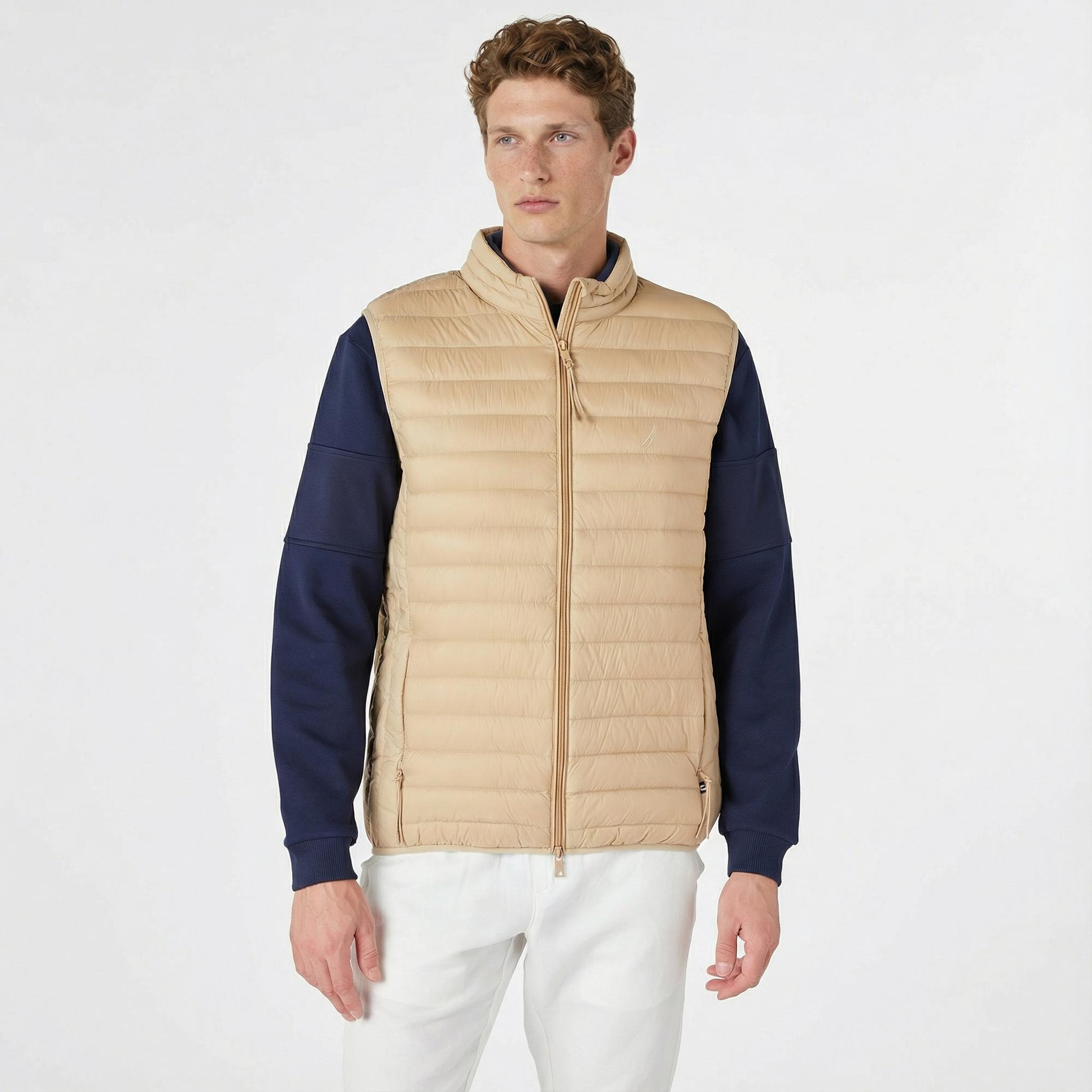 Nautica Erkek Bej Standart Fit Yelek