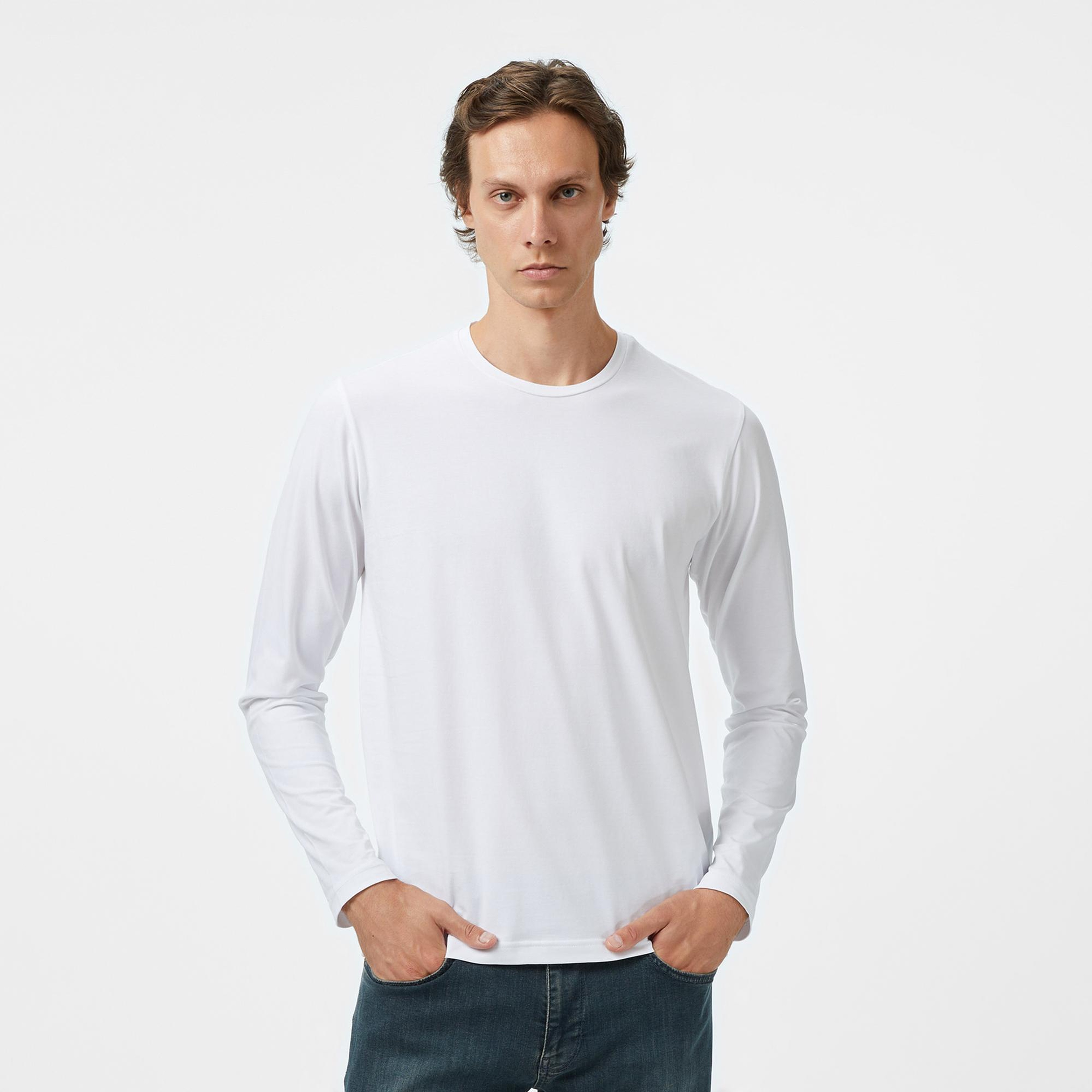 Nautica Erkek Beyaz Classic Fit Uzun Kollu T-Shirt