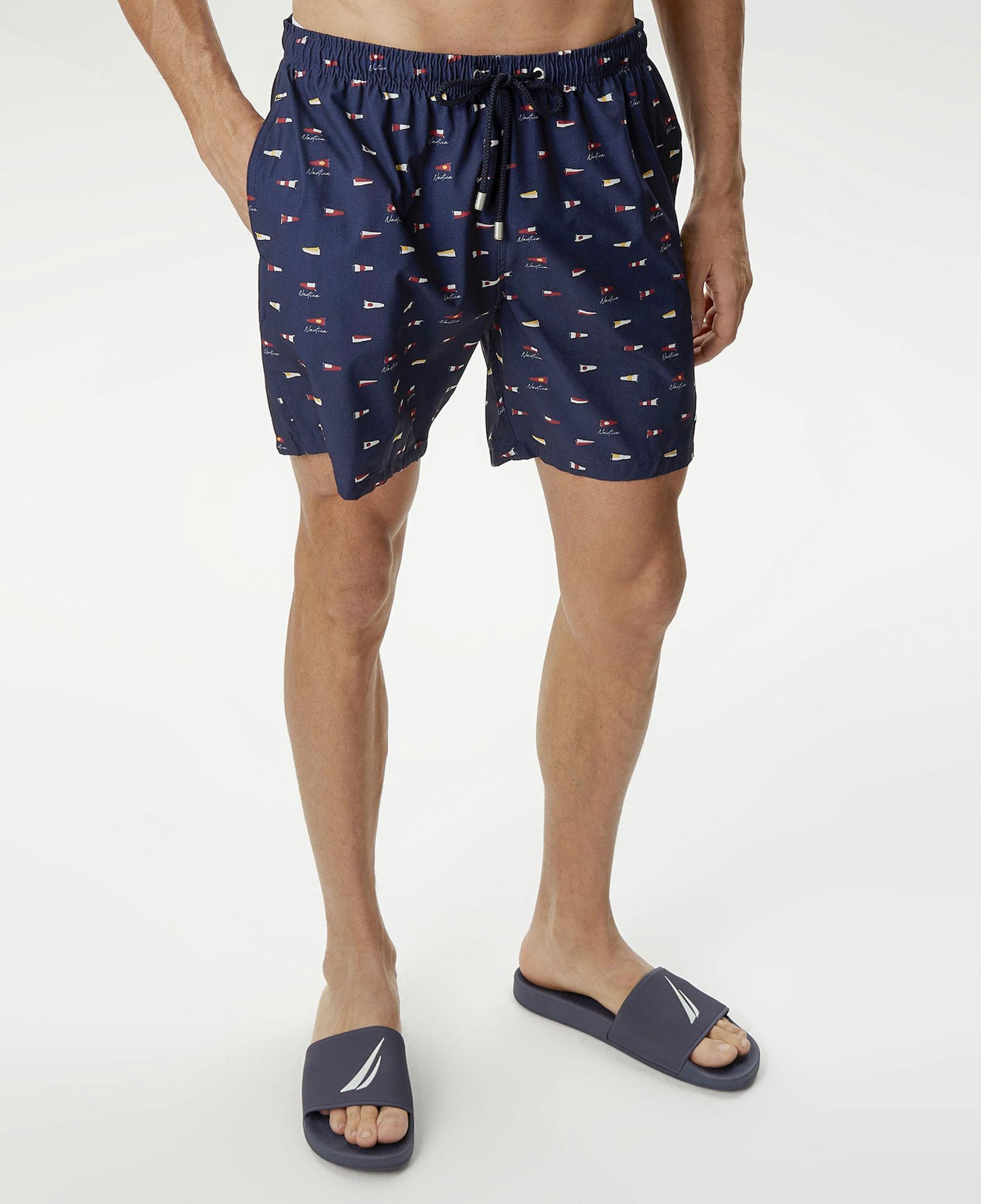 Nautica Erkek Lacivert Baskılı Deniz Şortu