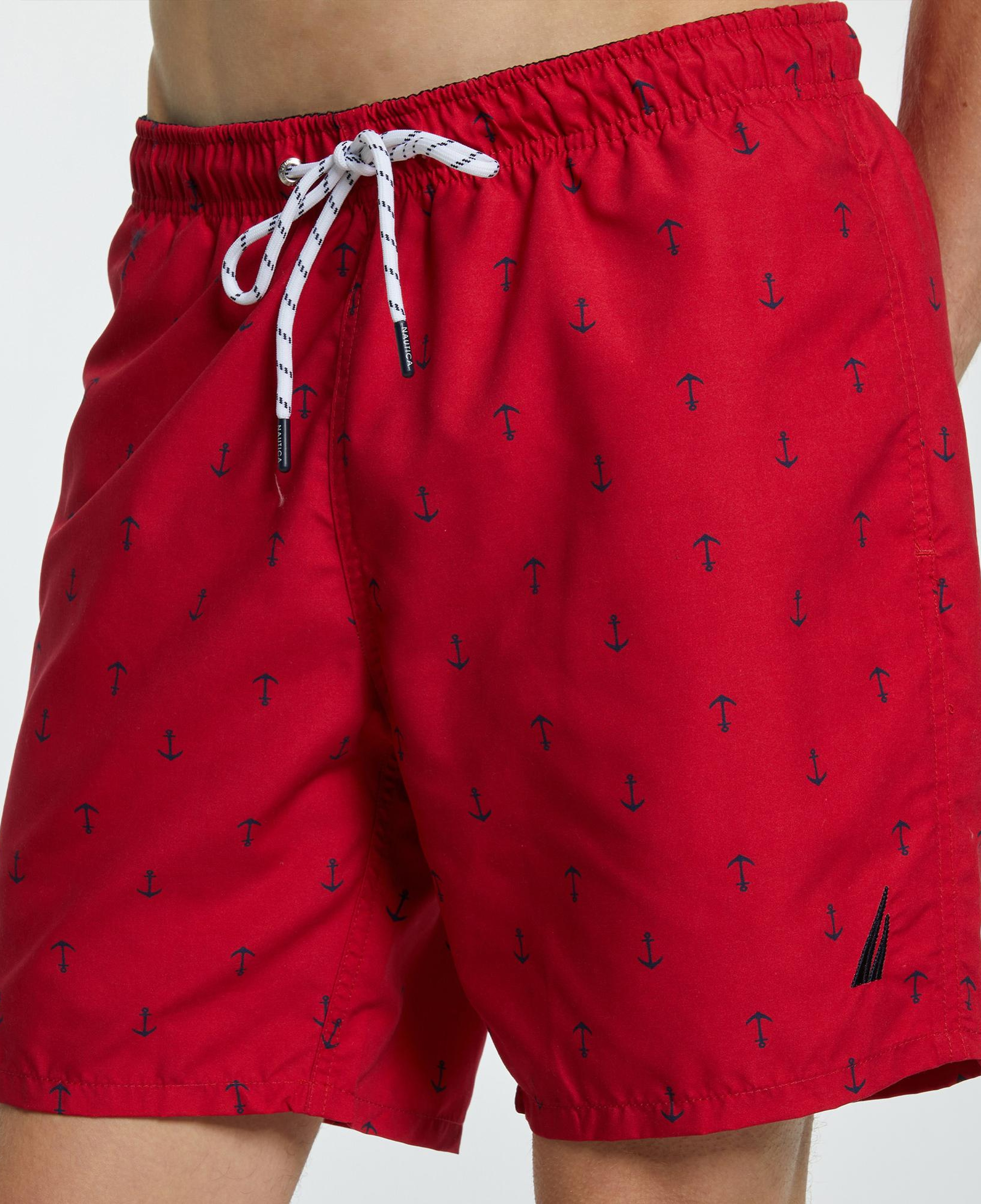 Nautica Erkek Kırmızı Desenli Deniz Şortu