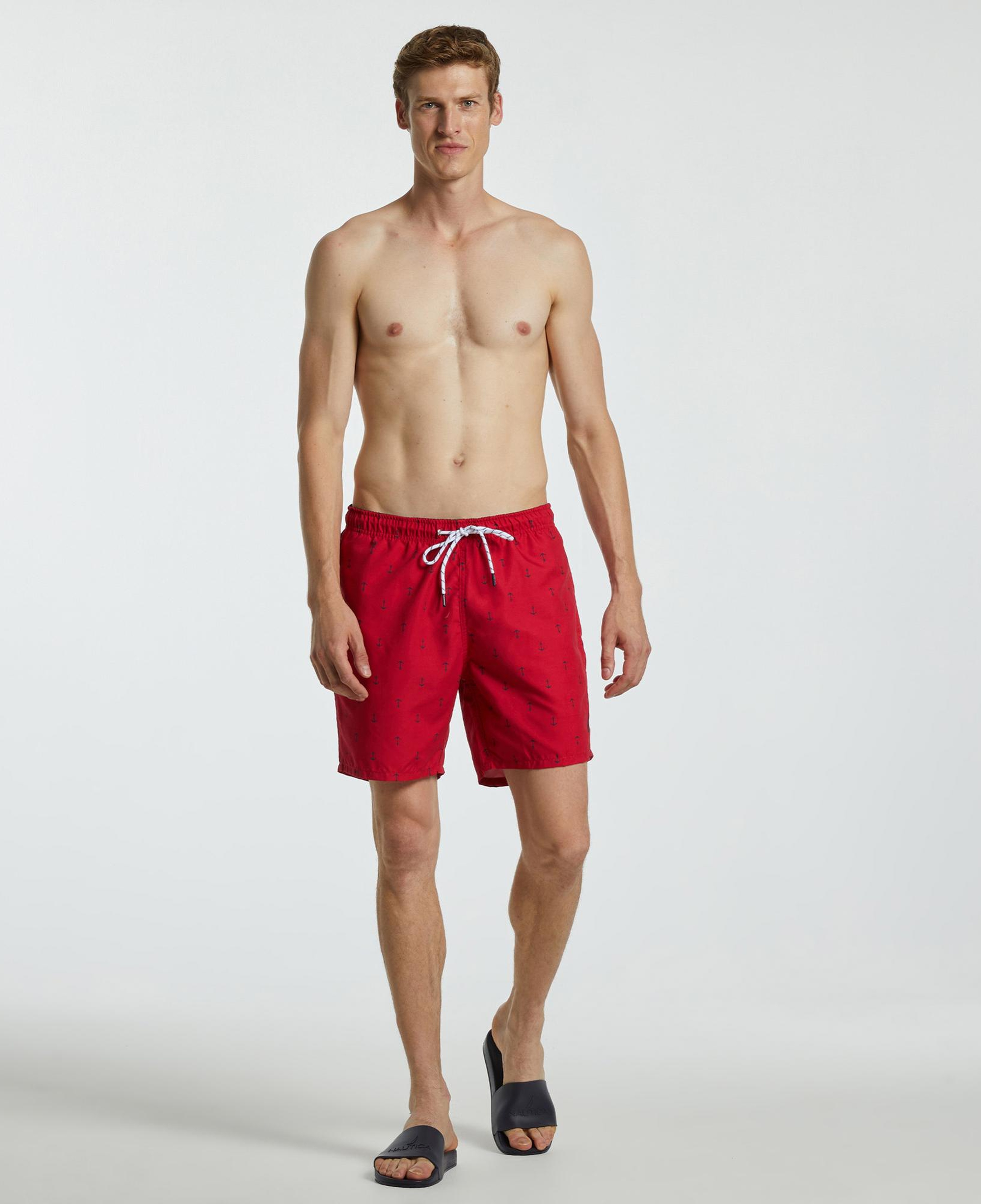 Nautica Erkek Kırmızı Desenli Deniz Şortu