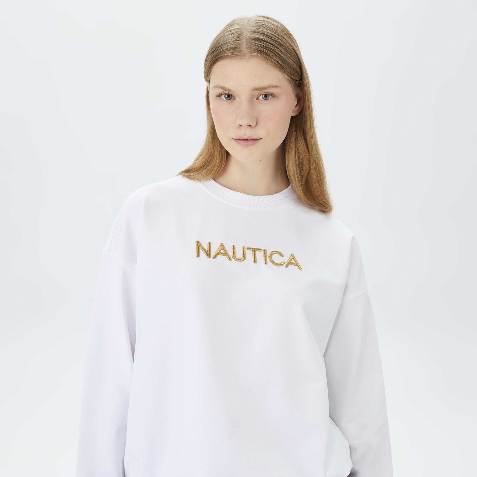 Nautica Kadın Beyaz Relaxed Fit Sweatshirt