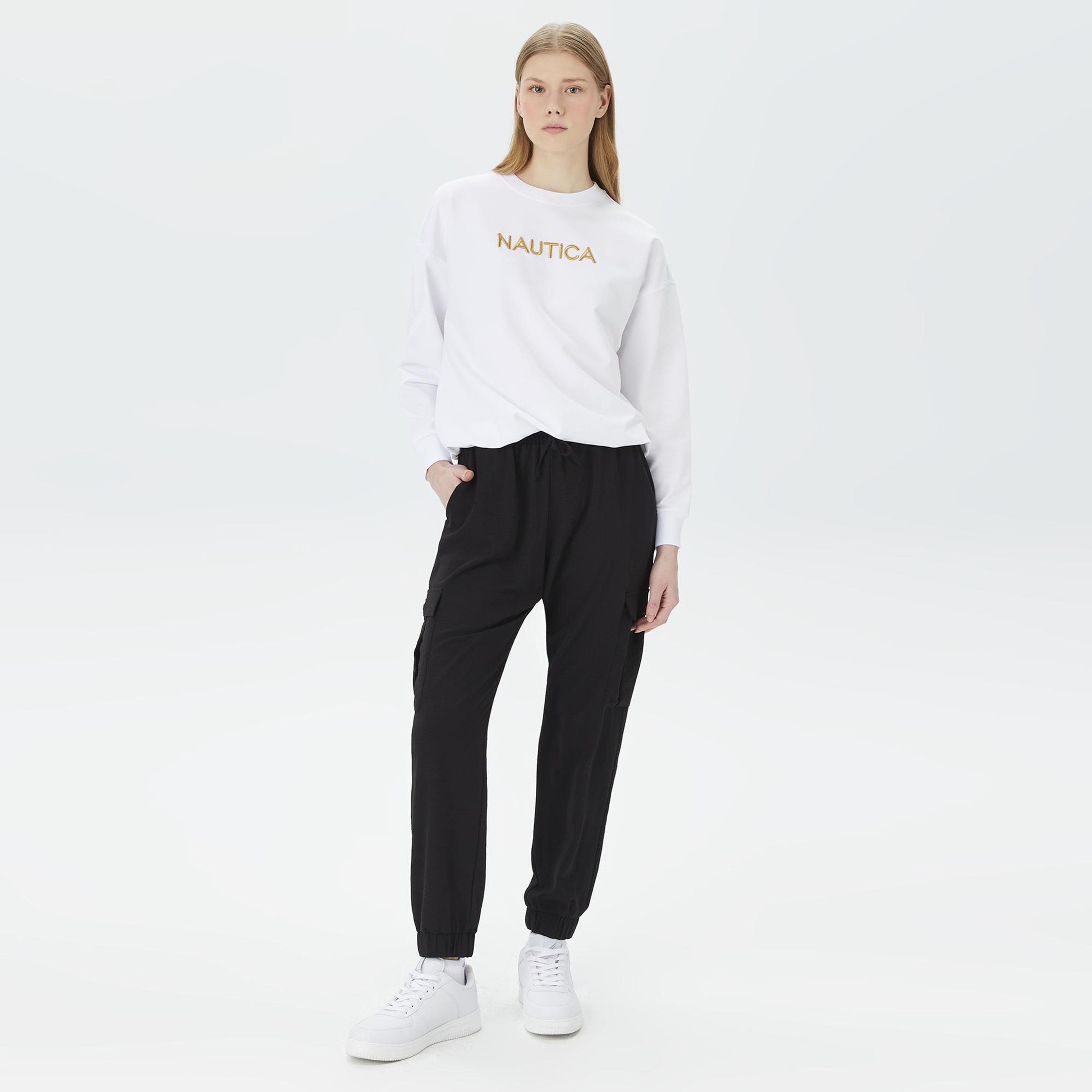Nautica Kadın Beyaz Relaxed Fit Sweatshirt