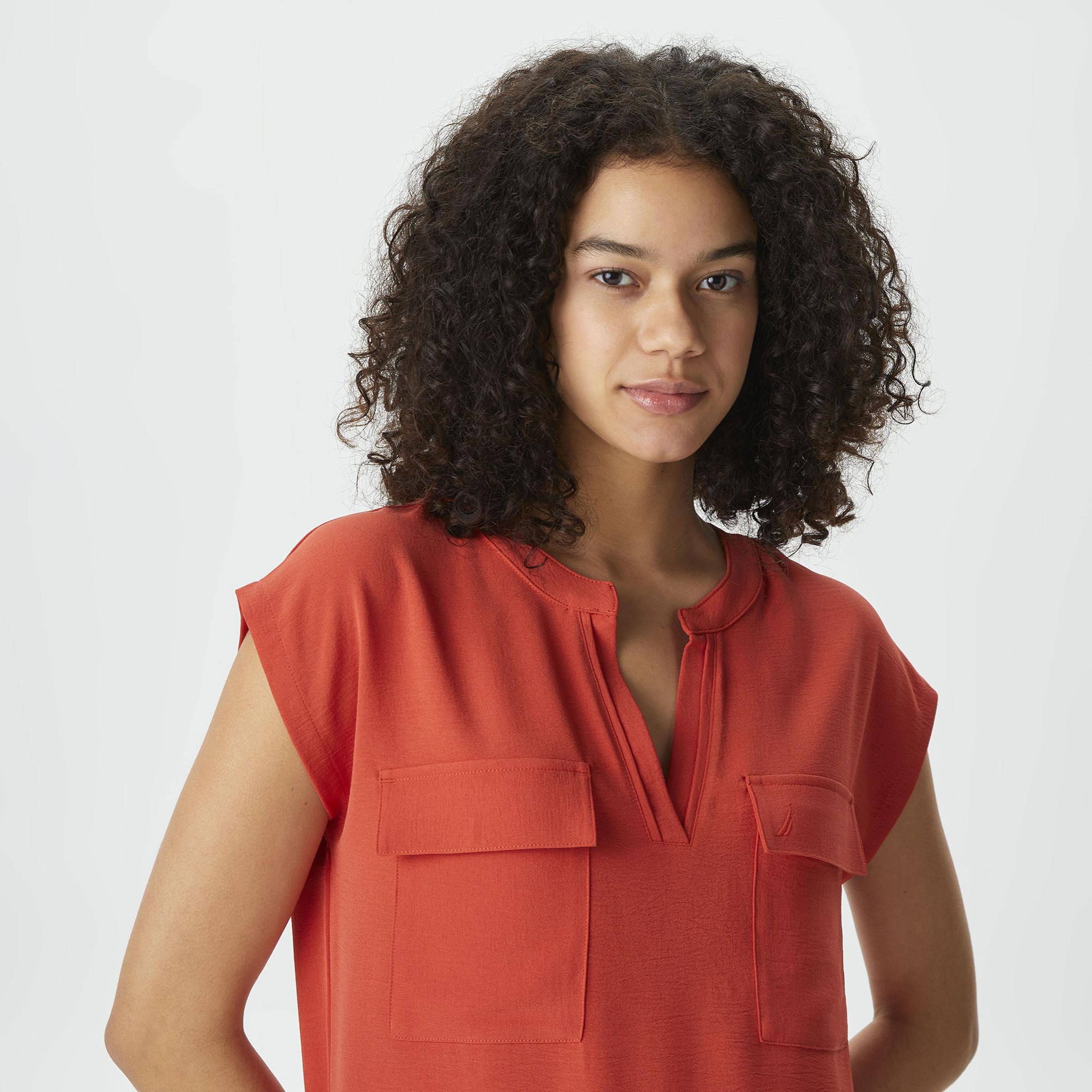 Nautica Kadın Kırmızı Relaxed Fit Bluz