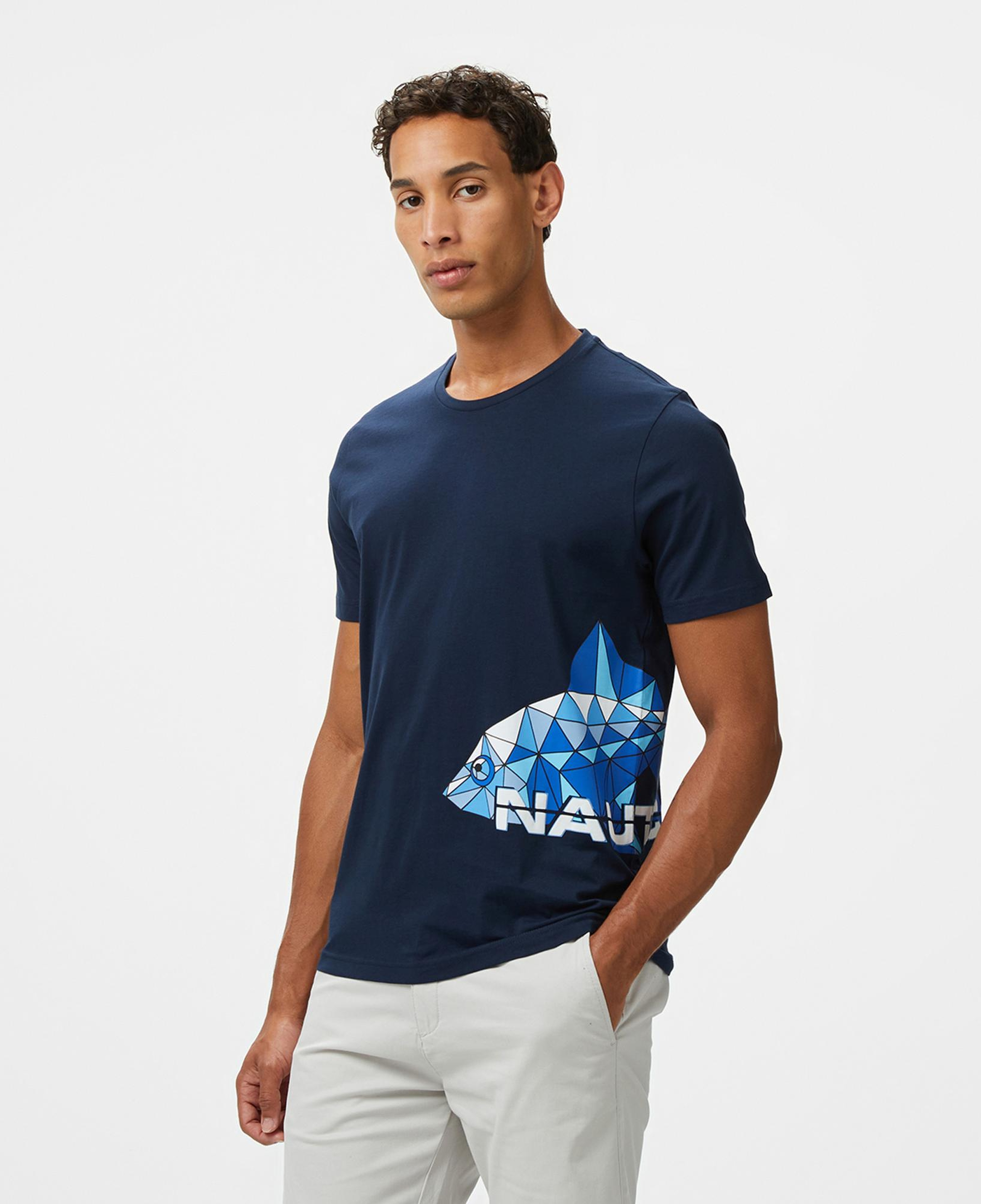 Nautica Erkek Lacivert Regular Fit Baskılı T-Shirt