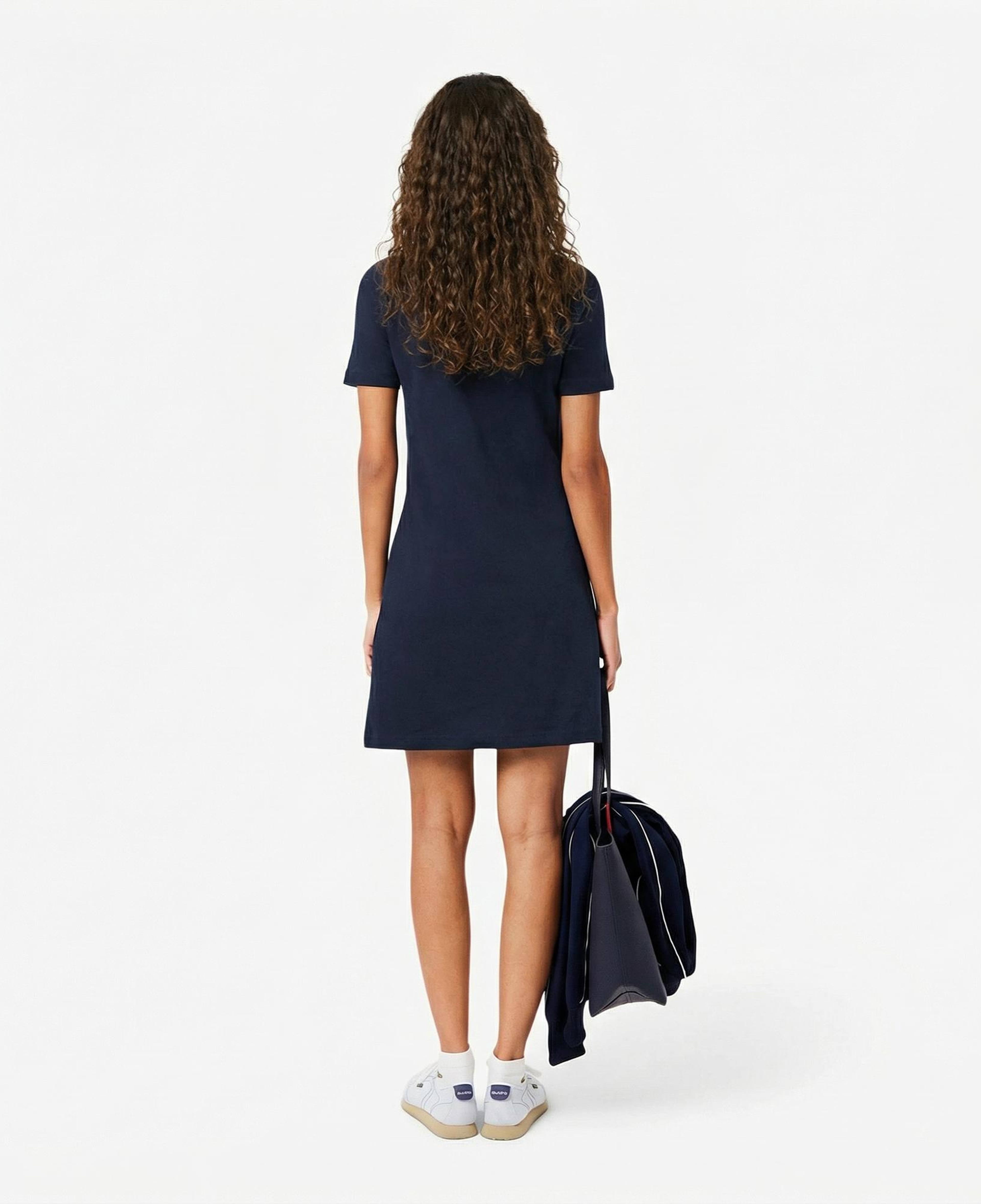 Lacoste Kadın Regular Fit Kısa Kollu Bisiklet Yaka Lacivert Elbise