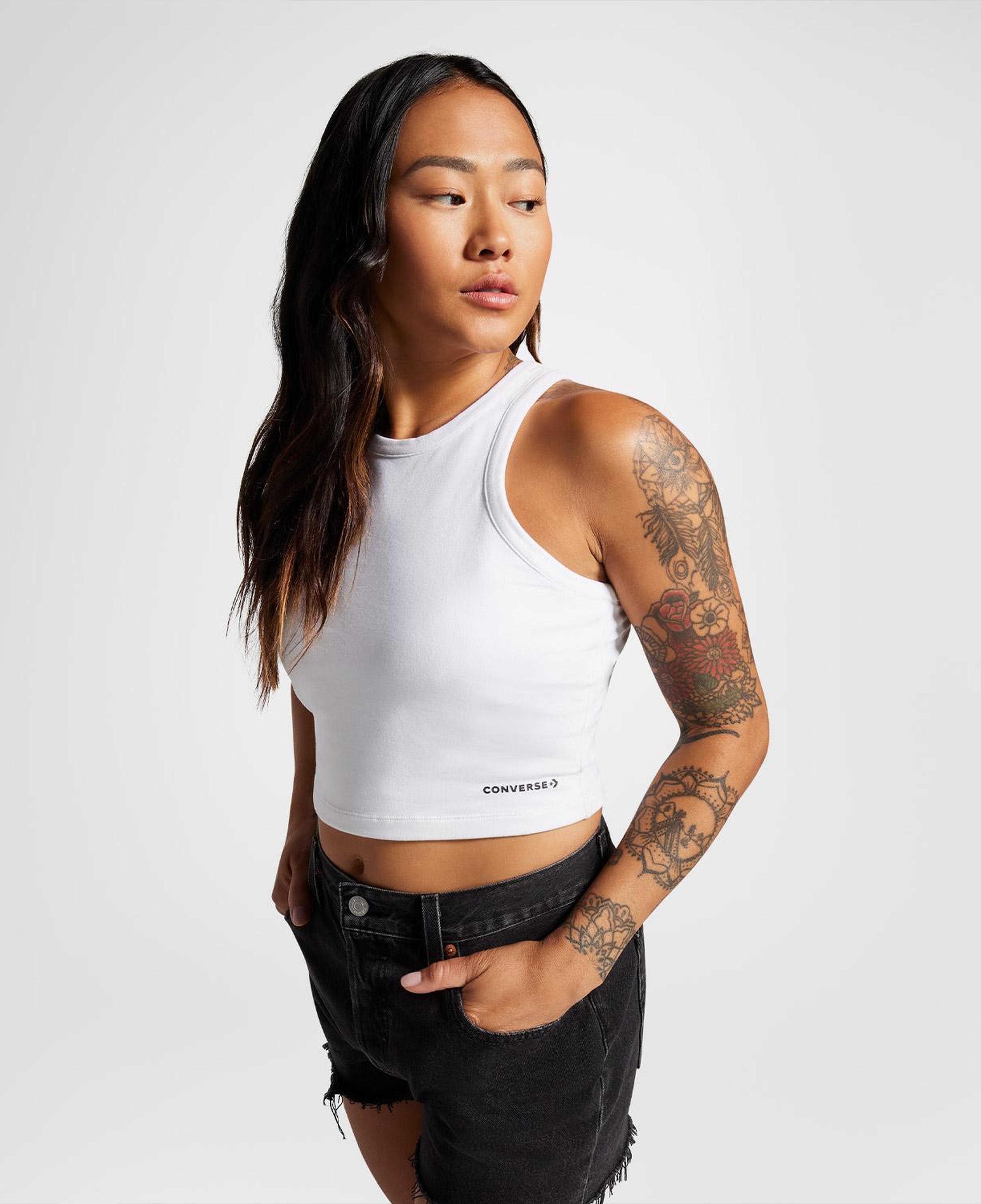 Converse Slim Fit Kadın Beyaz Crop Top