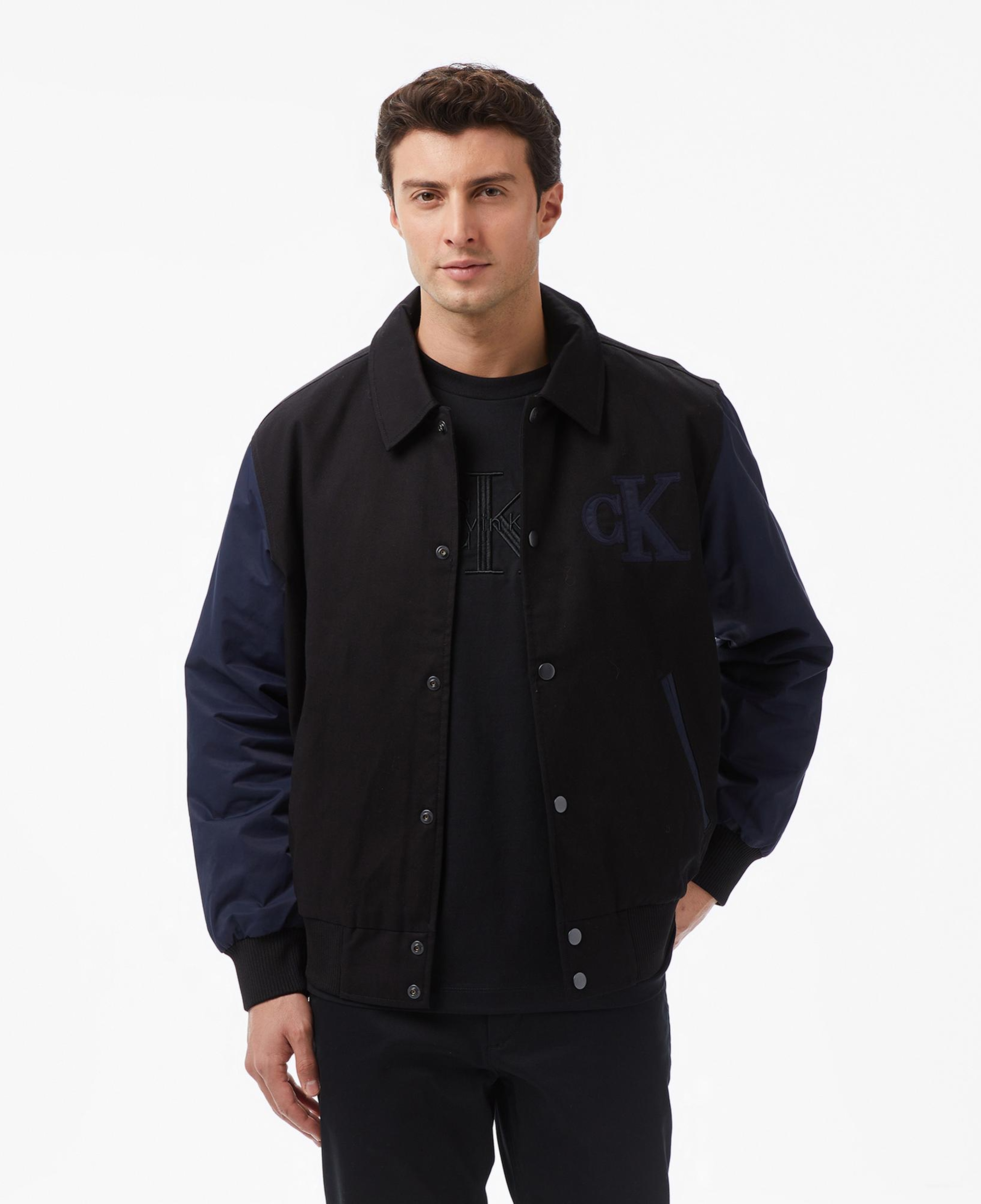 Calvin Klein Cotton Nylon Varisty Bomber Erkek Siyah Ceket