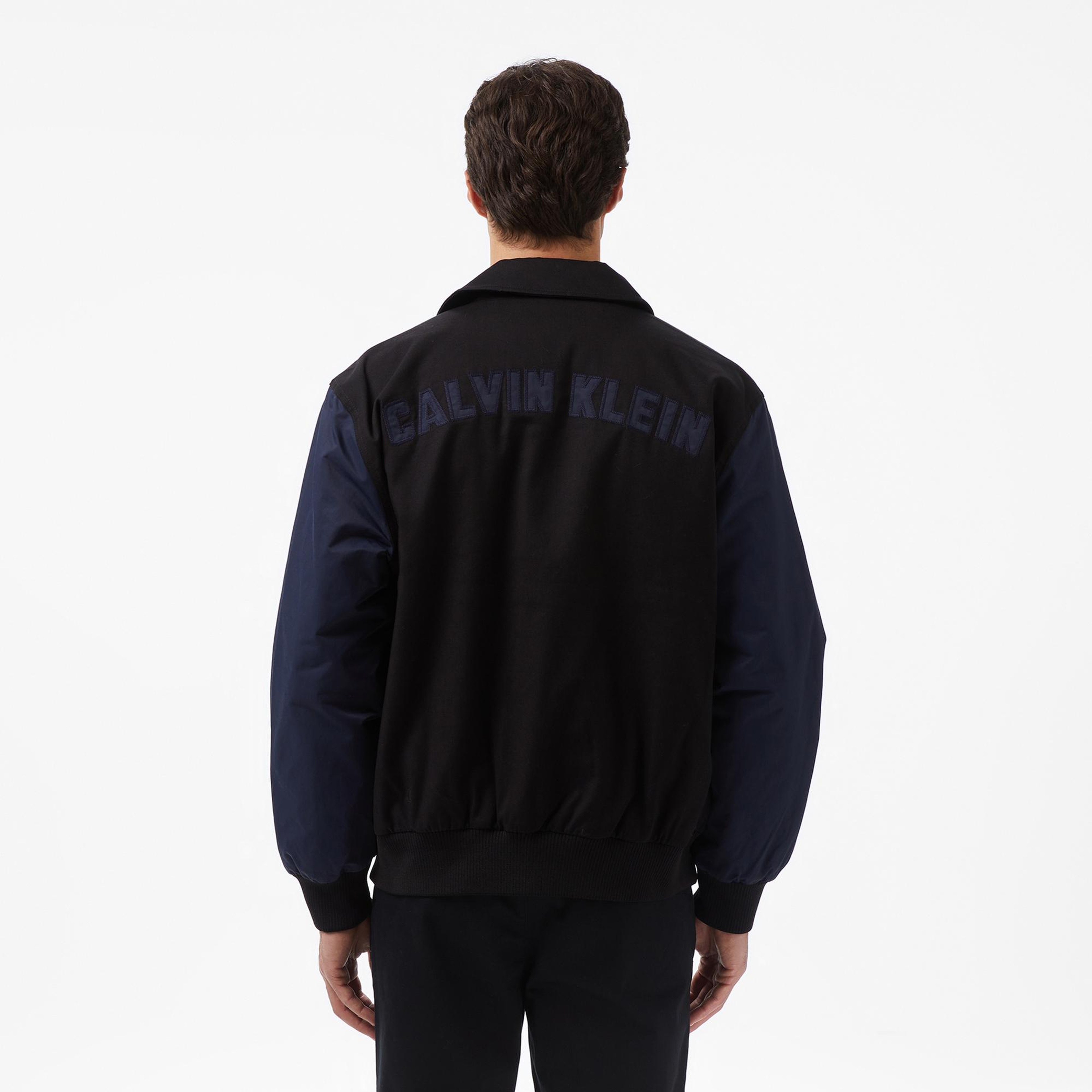 Calvin Klein Cotton Nylon Varisty Bomber Erkek Siyah Ceket