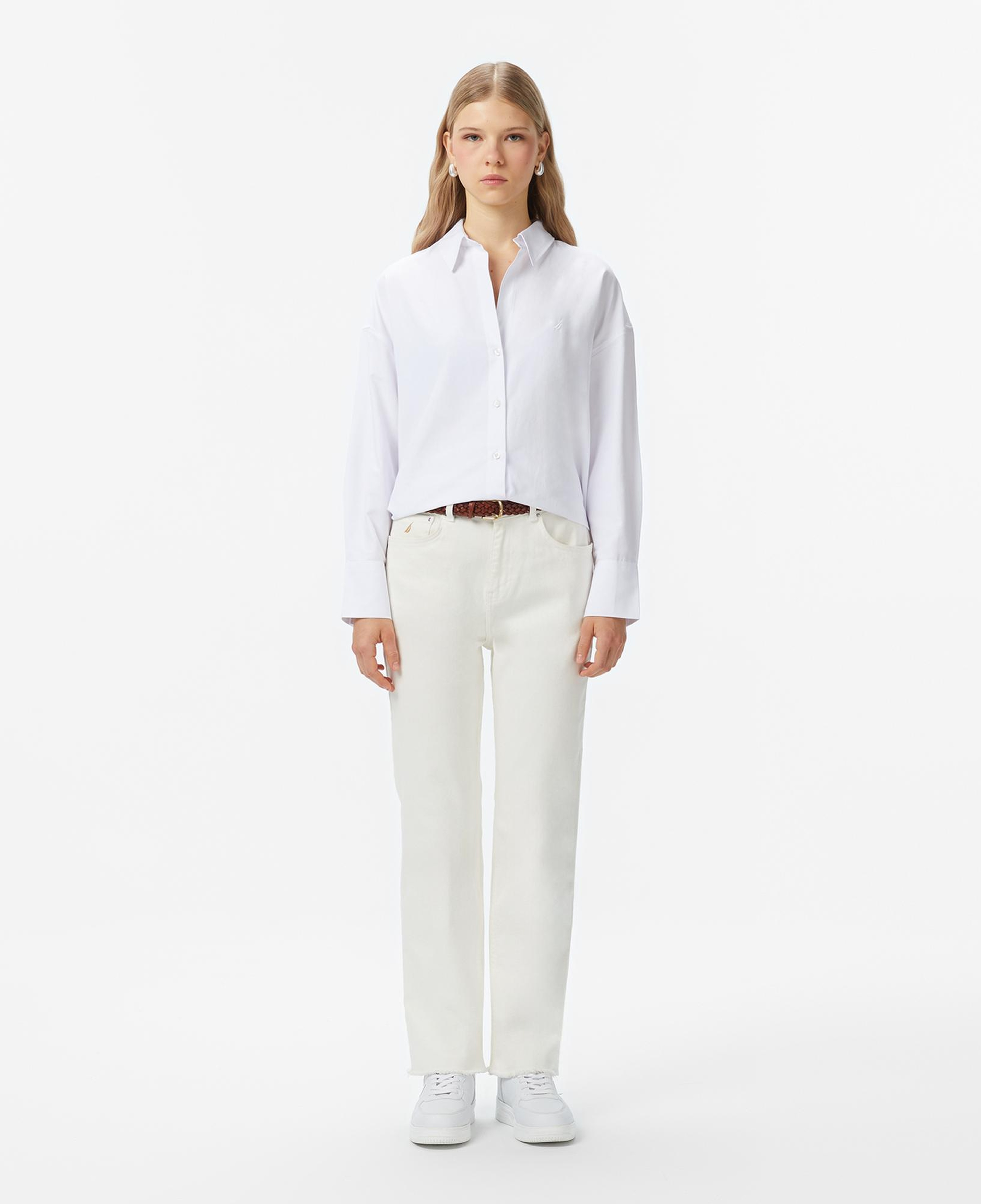 Nautica Kadın Beyaz Oversize Gömlek