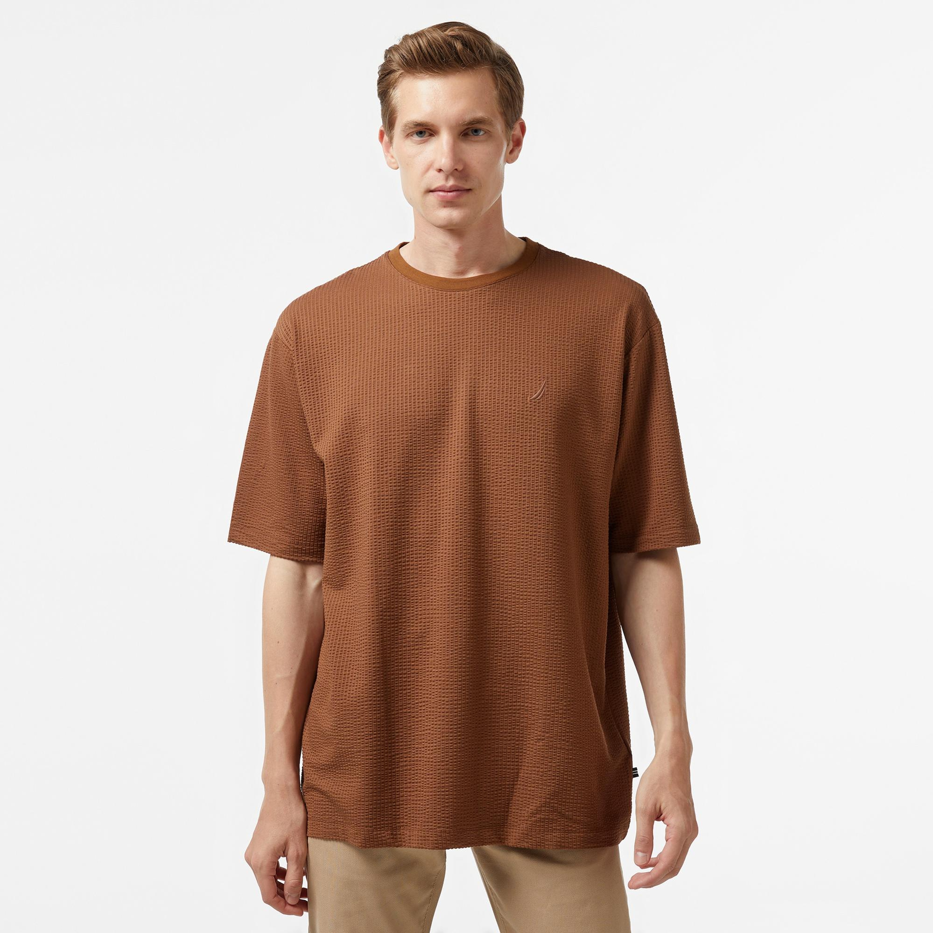 Nautica Erkek Bej Oversize T-Shirt