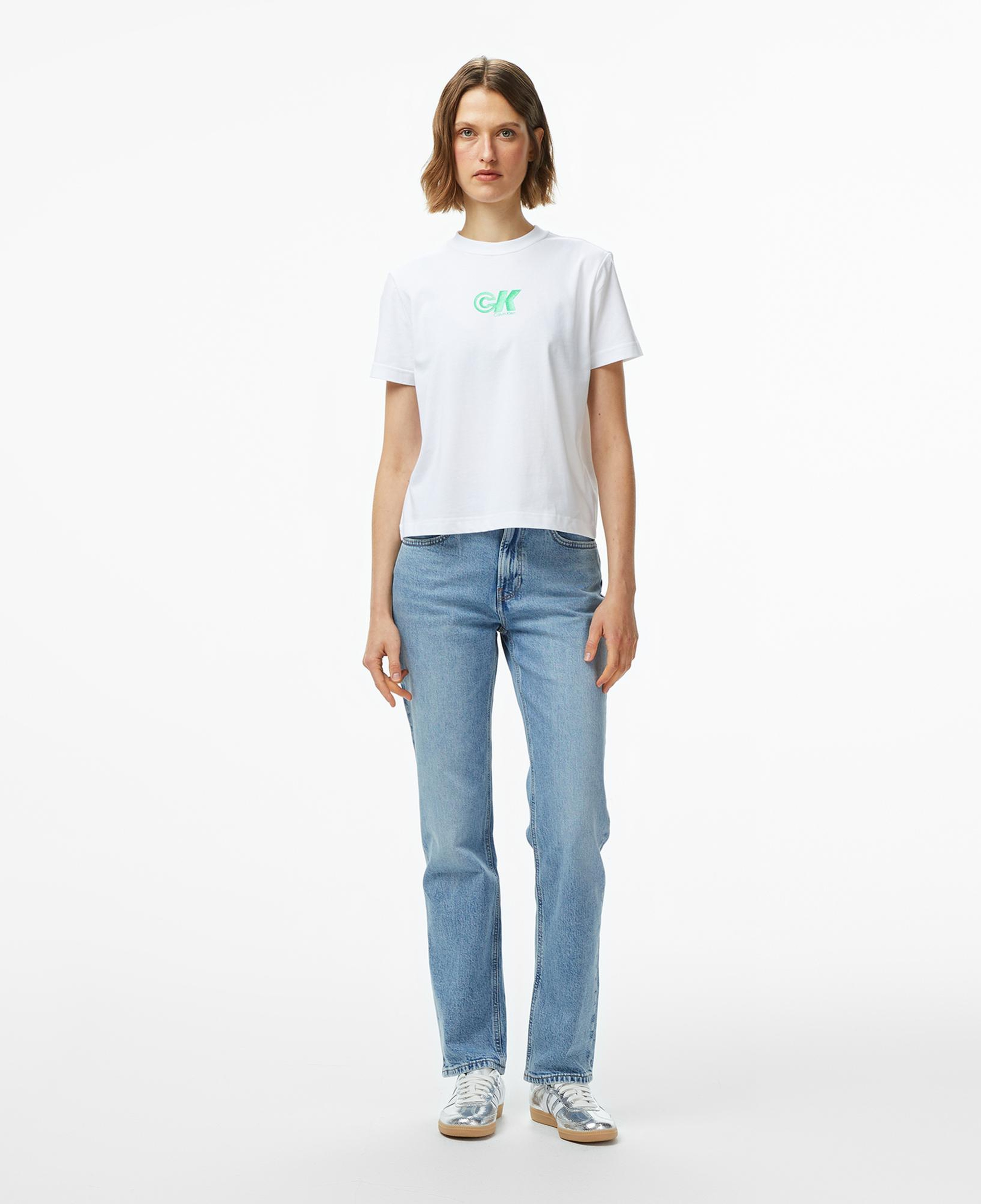 Calvin Klein Archive Logo Jersey Classic Kadın Beyaz T-Shirt
