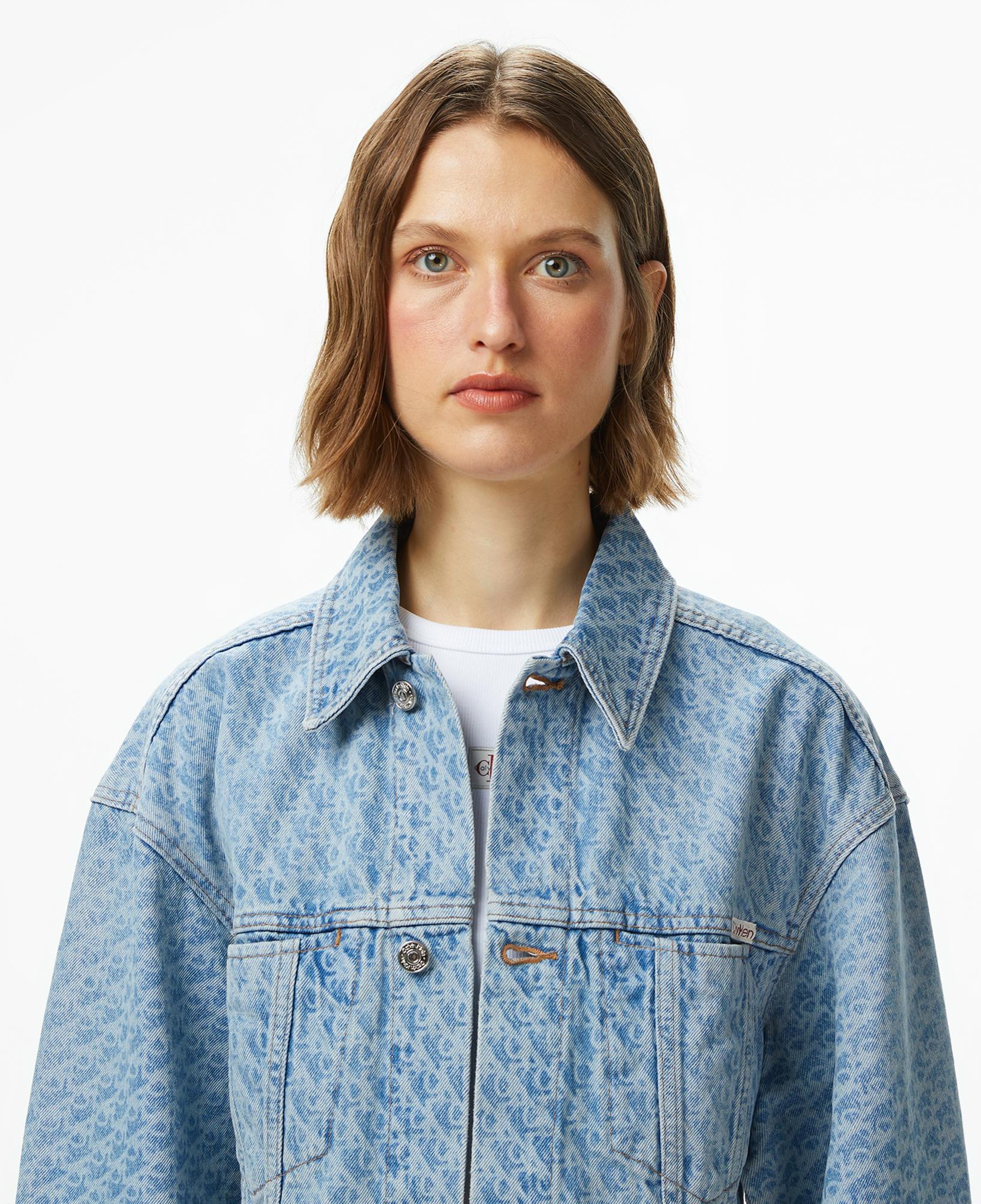 Calvin Klein Cinched Trucker Printed Kadın Mavi Ceket