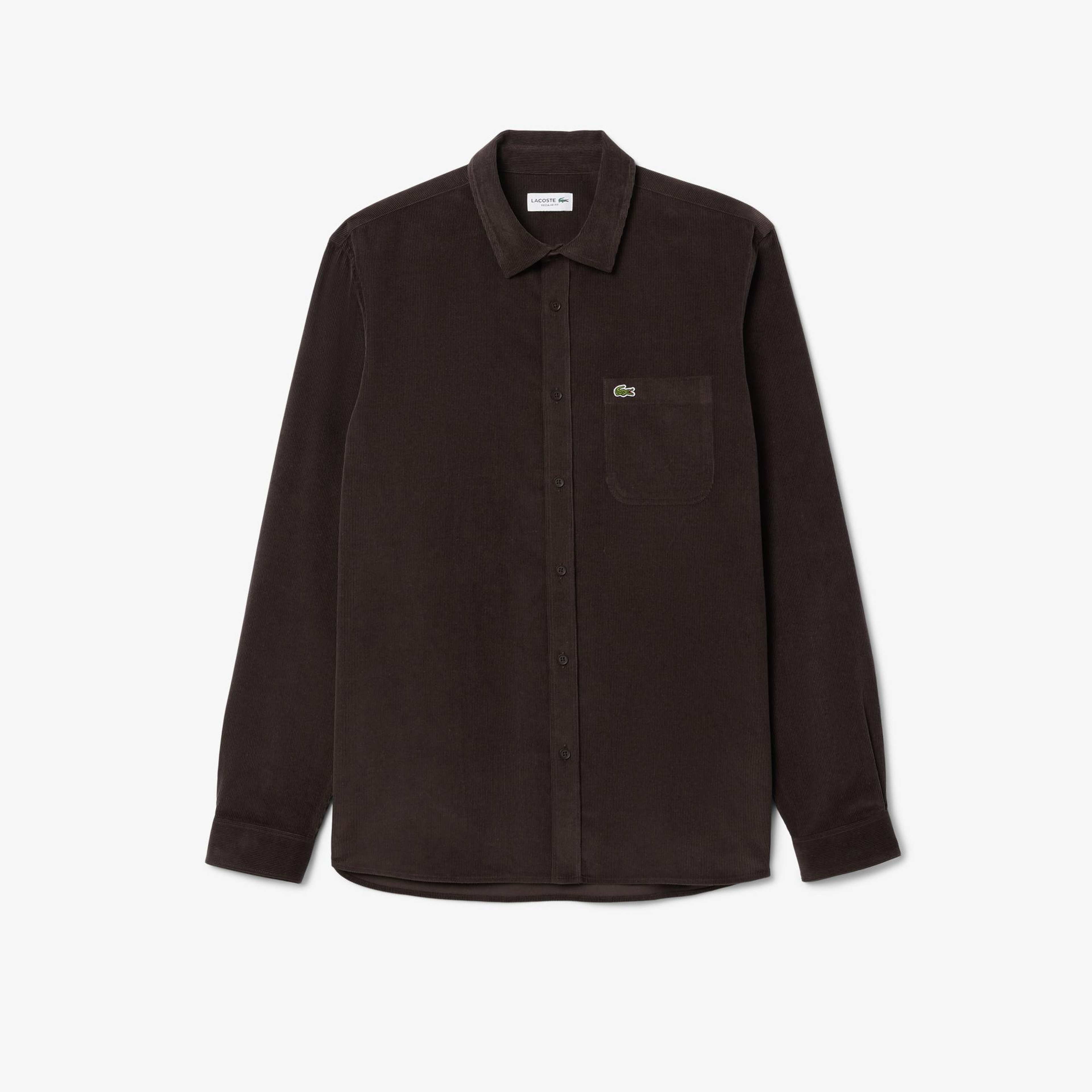 Lacoste Erkek Regular Fit Kadife Kahverengi Gömlek