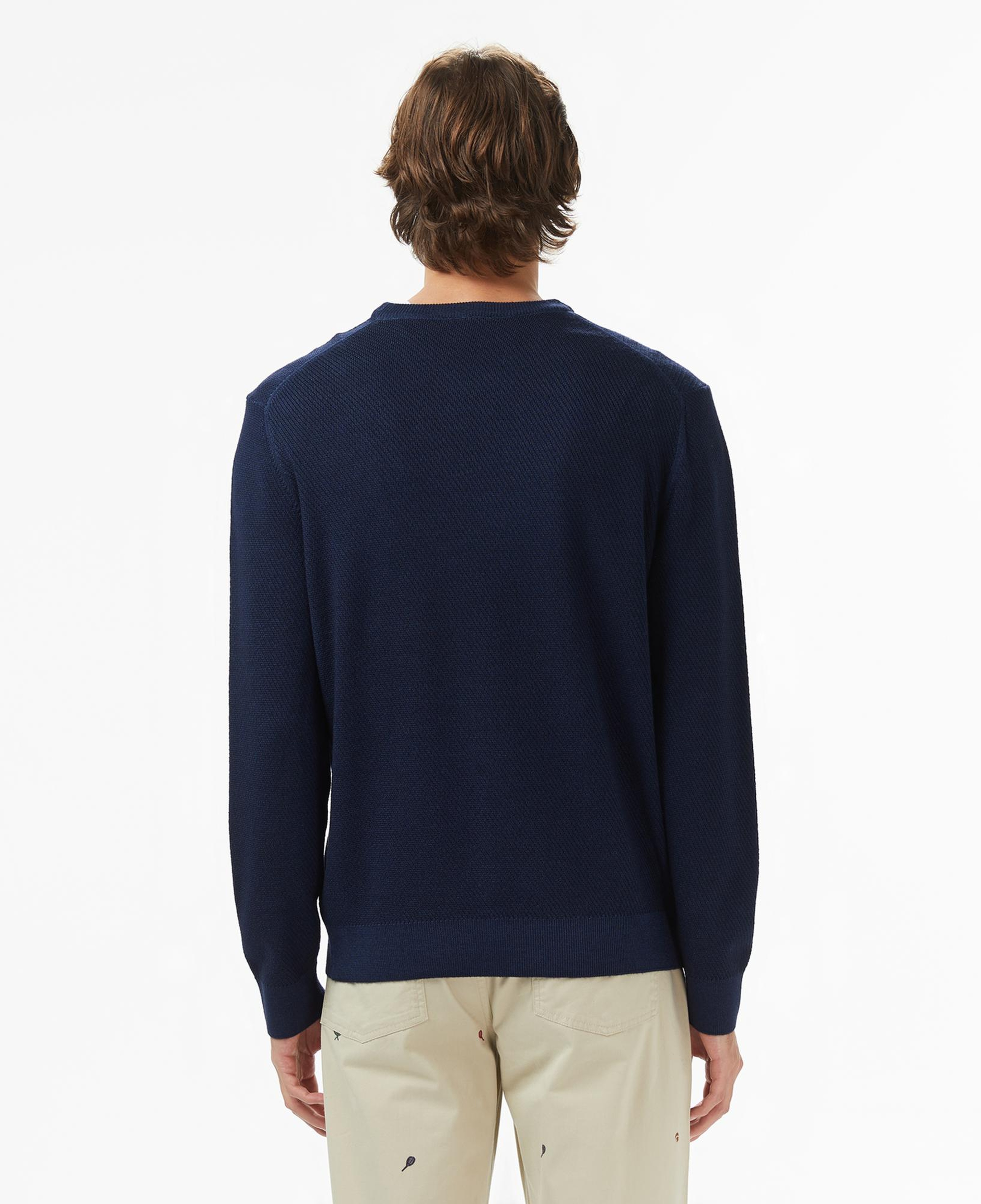 Lacoste Erkek Classic Fit Bisiklet Yaka Yün Lacivert Kazak