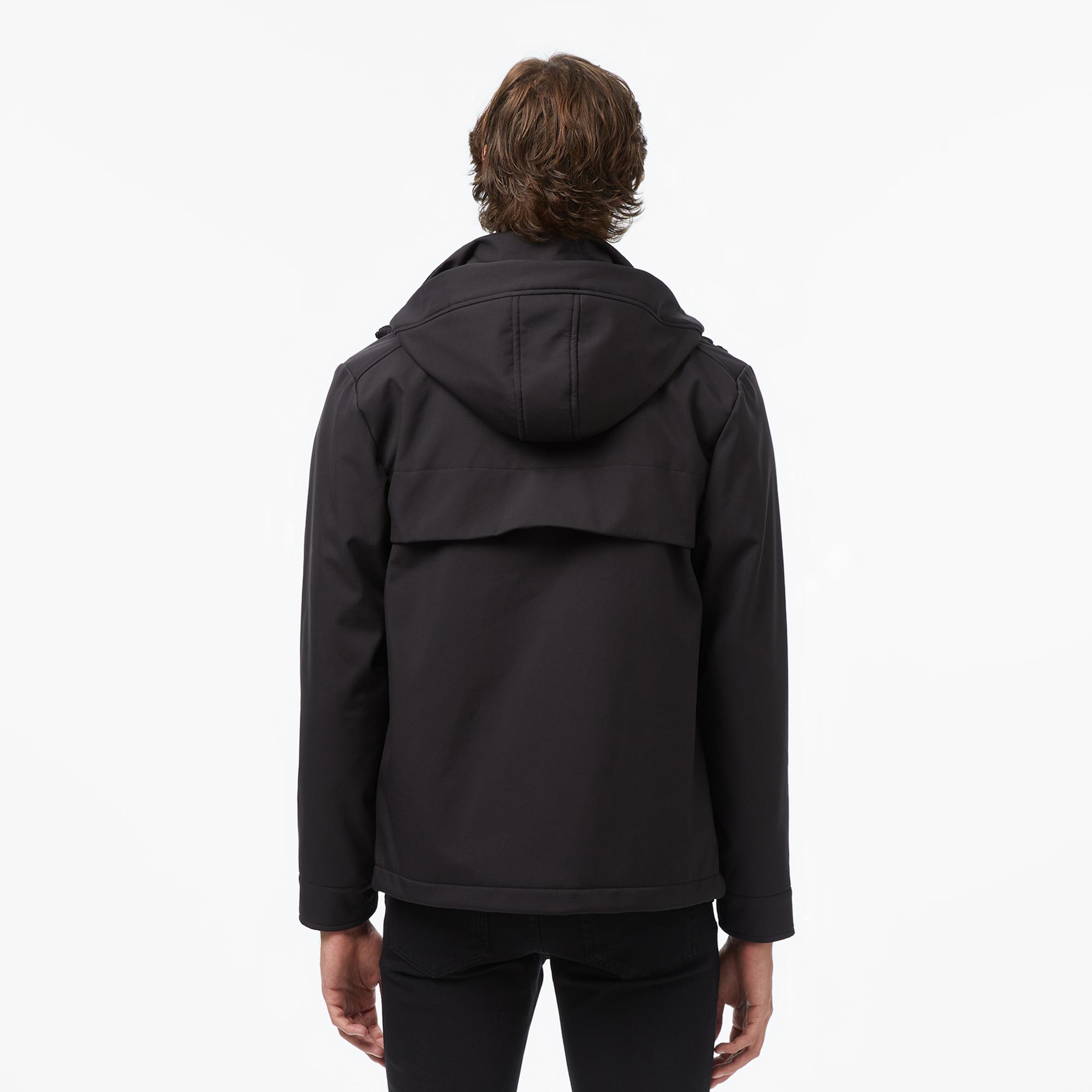 Lacoste Erkek Kapüşonlu Siyah Yağmurluk