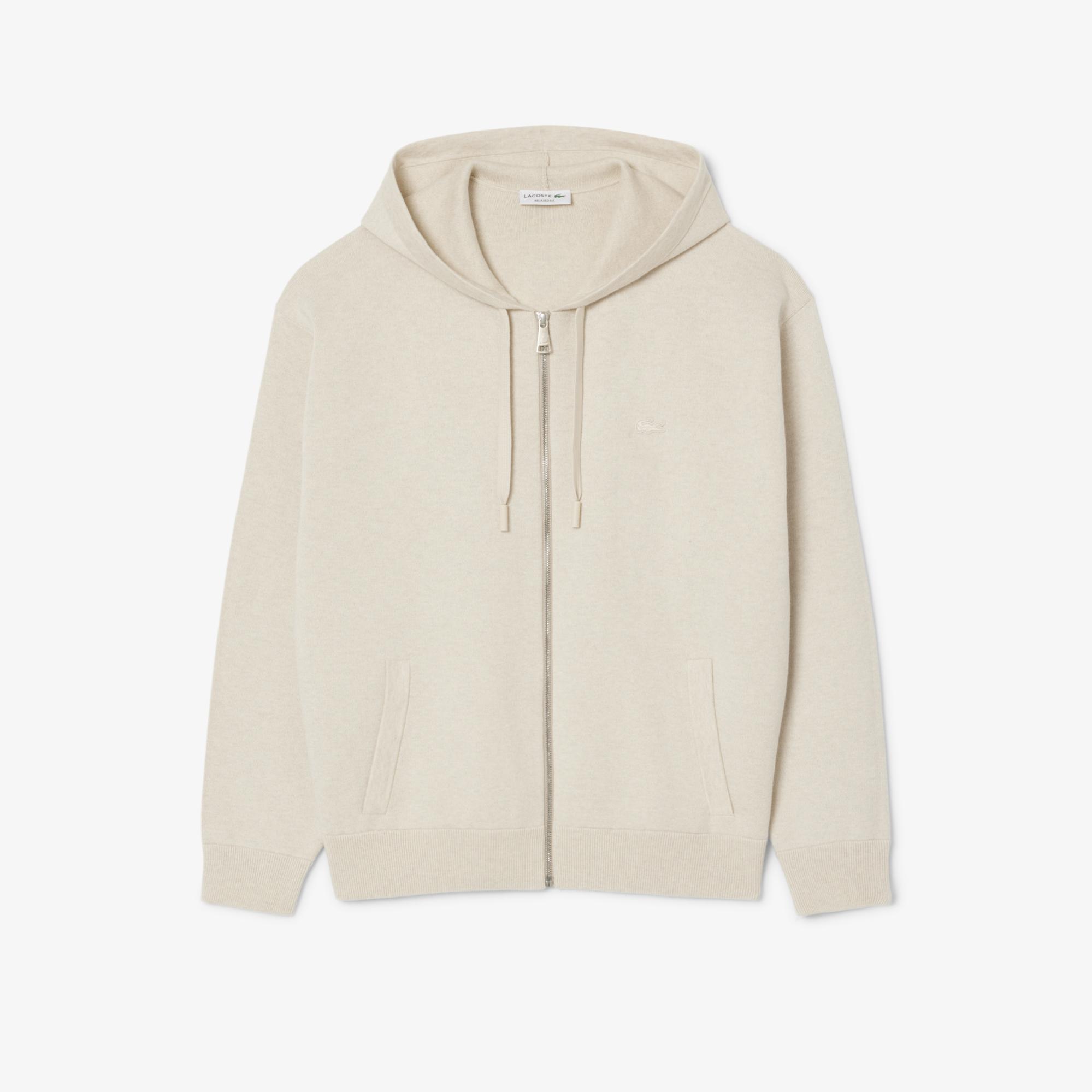 Lacoste Erkek Relaxed Fit Kapüşonlu Gri Triko