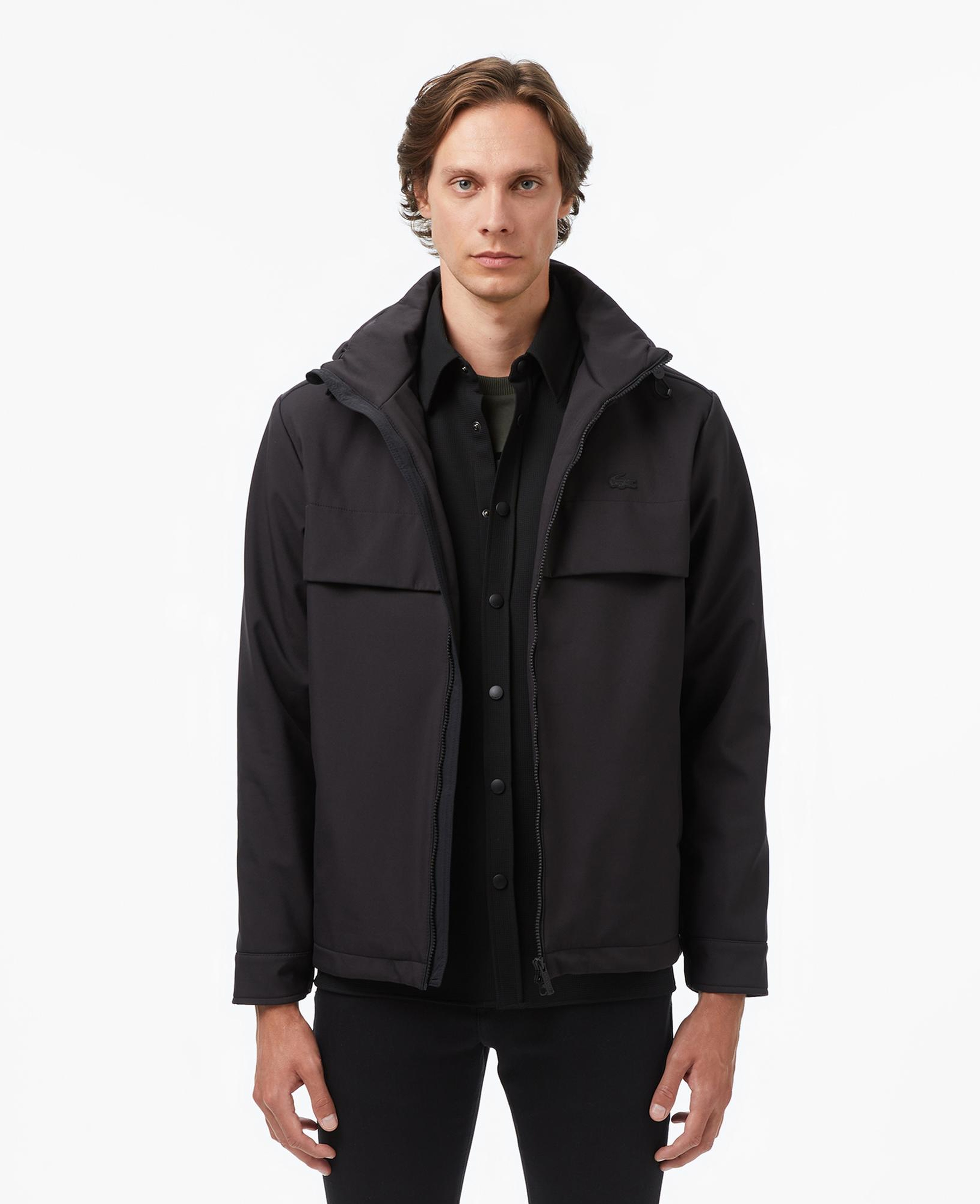 Lacoste Erkek Kapüşonlu Siyah Yağmurluk
