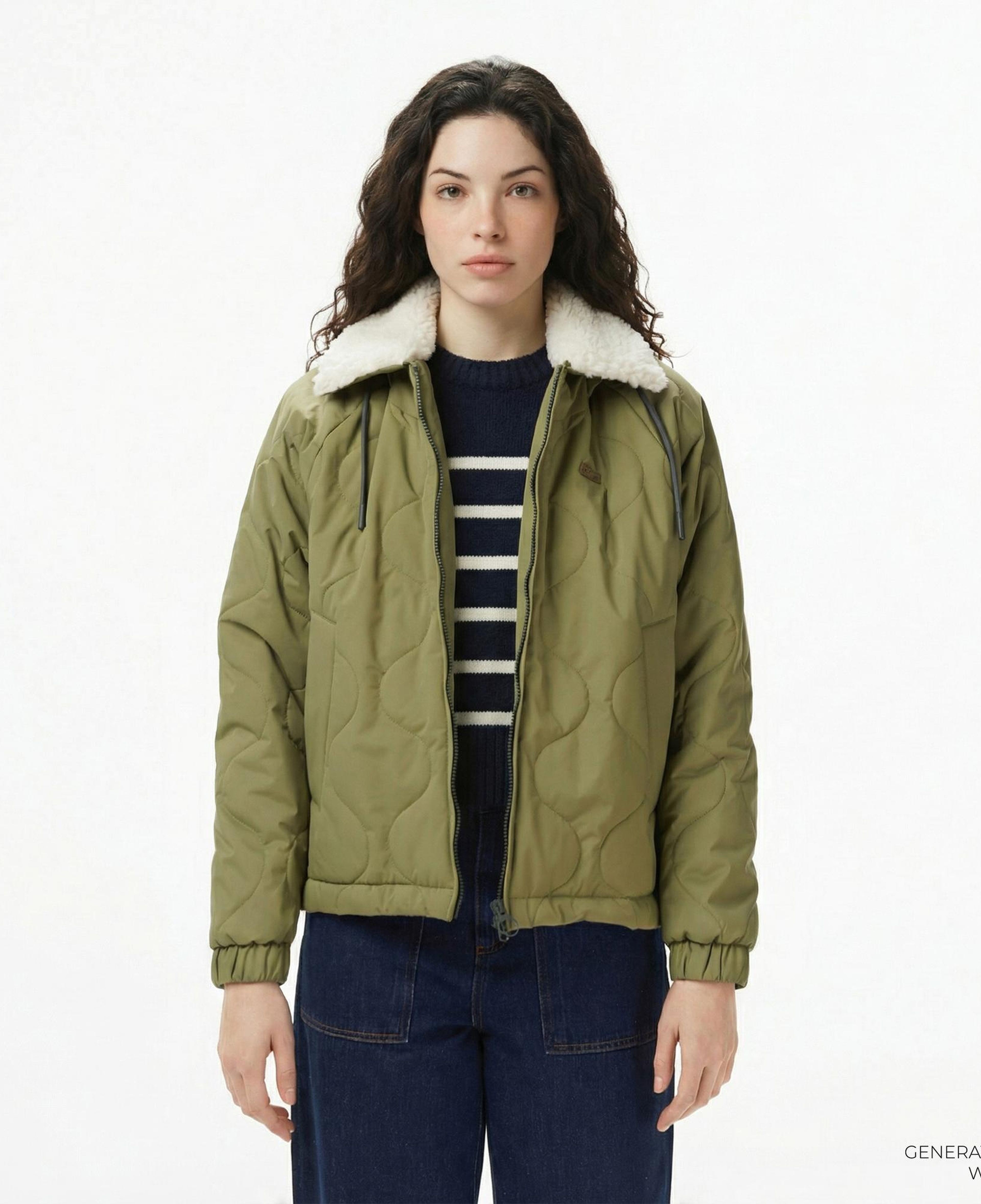 Lacoste Kadın Gömlek Yaka Baskılı Haki Ceket