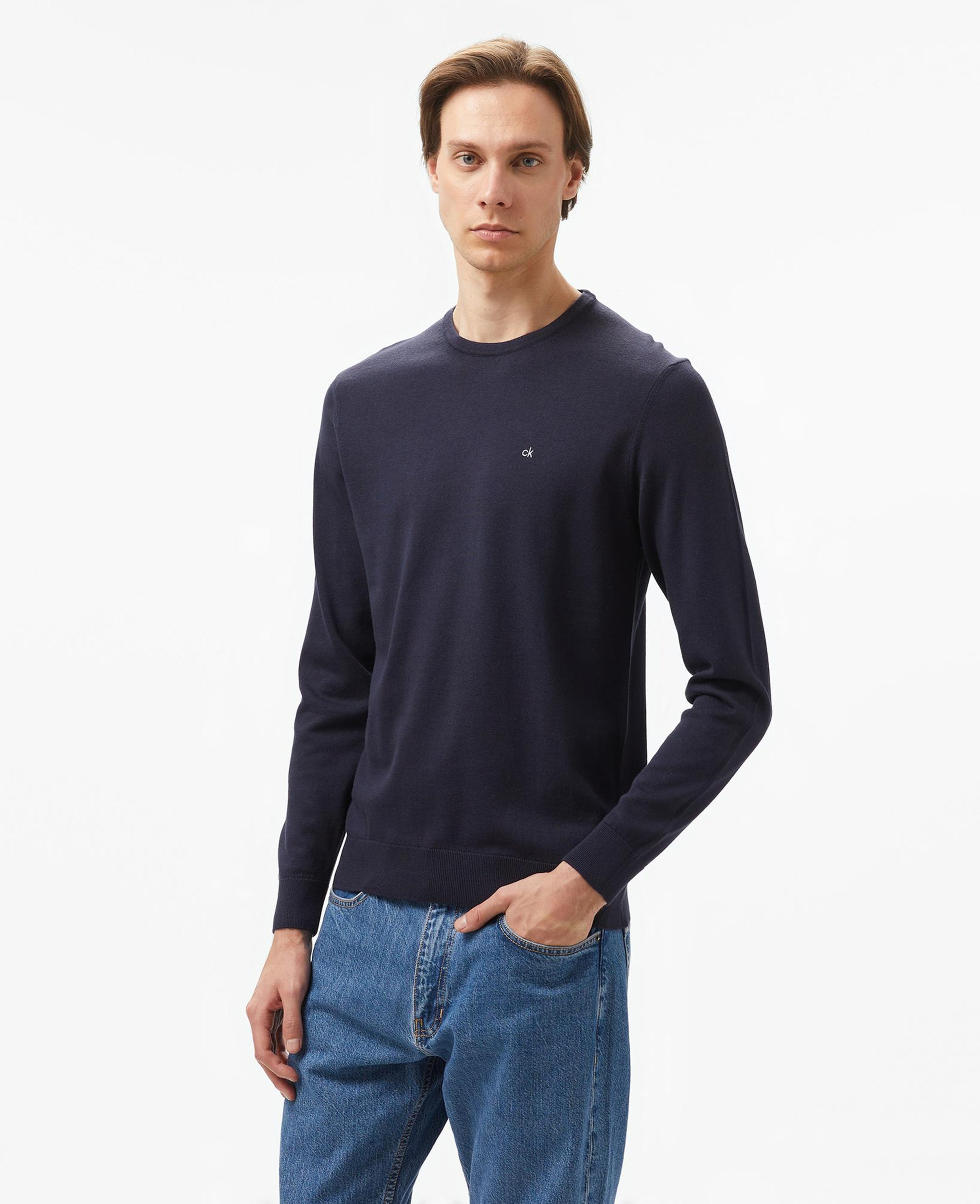 Calvin Klein Cotton Silk Blend Erkek Lacivert Kazak