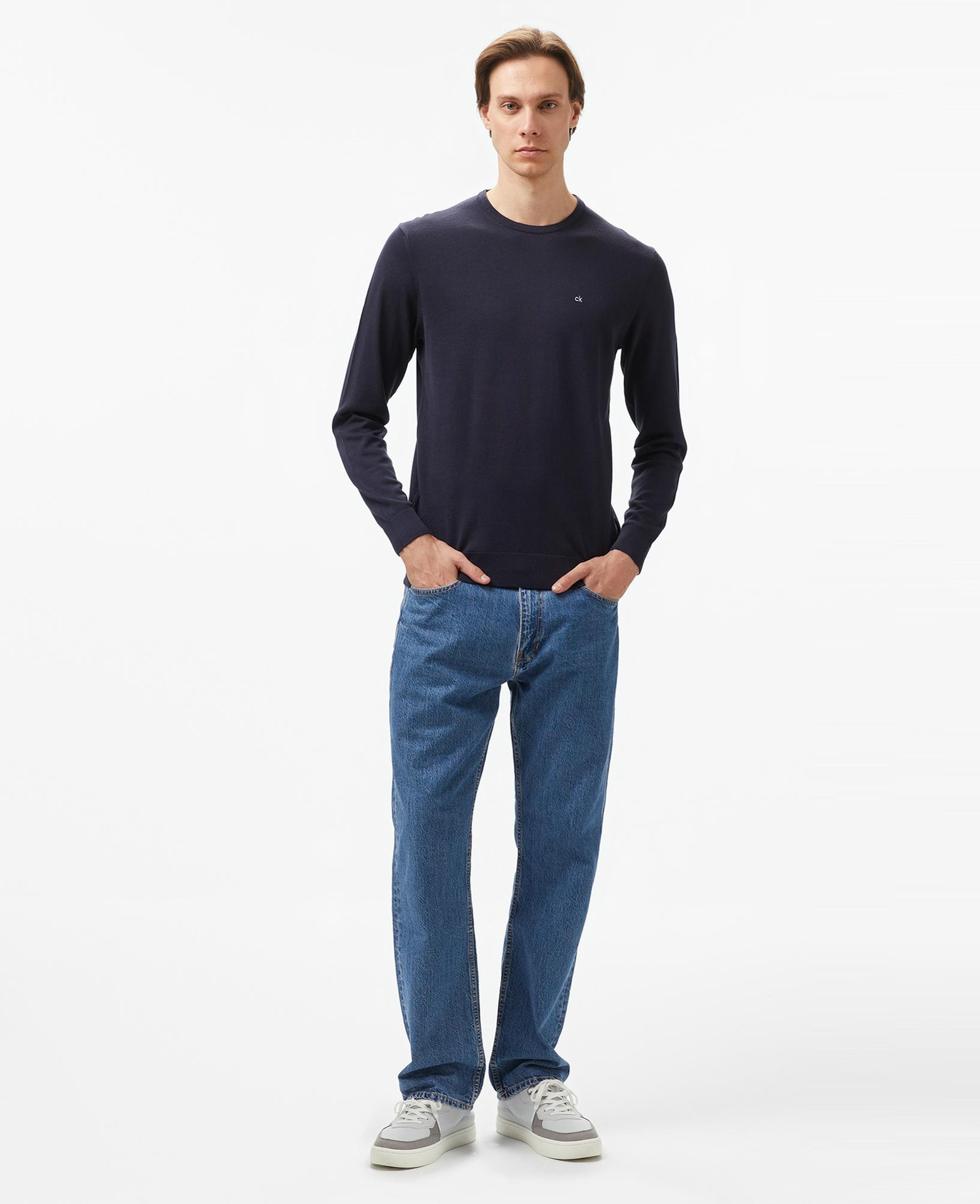Calvin Klein Cotton Silk Blend Erkek Lacivert Kazak