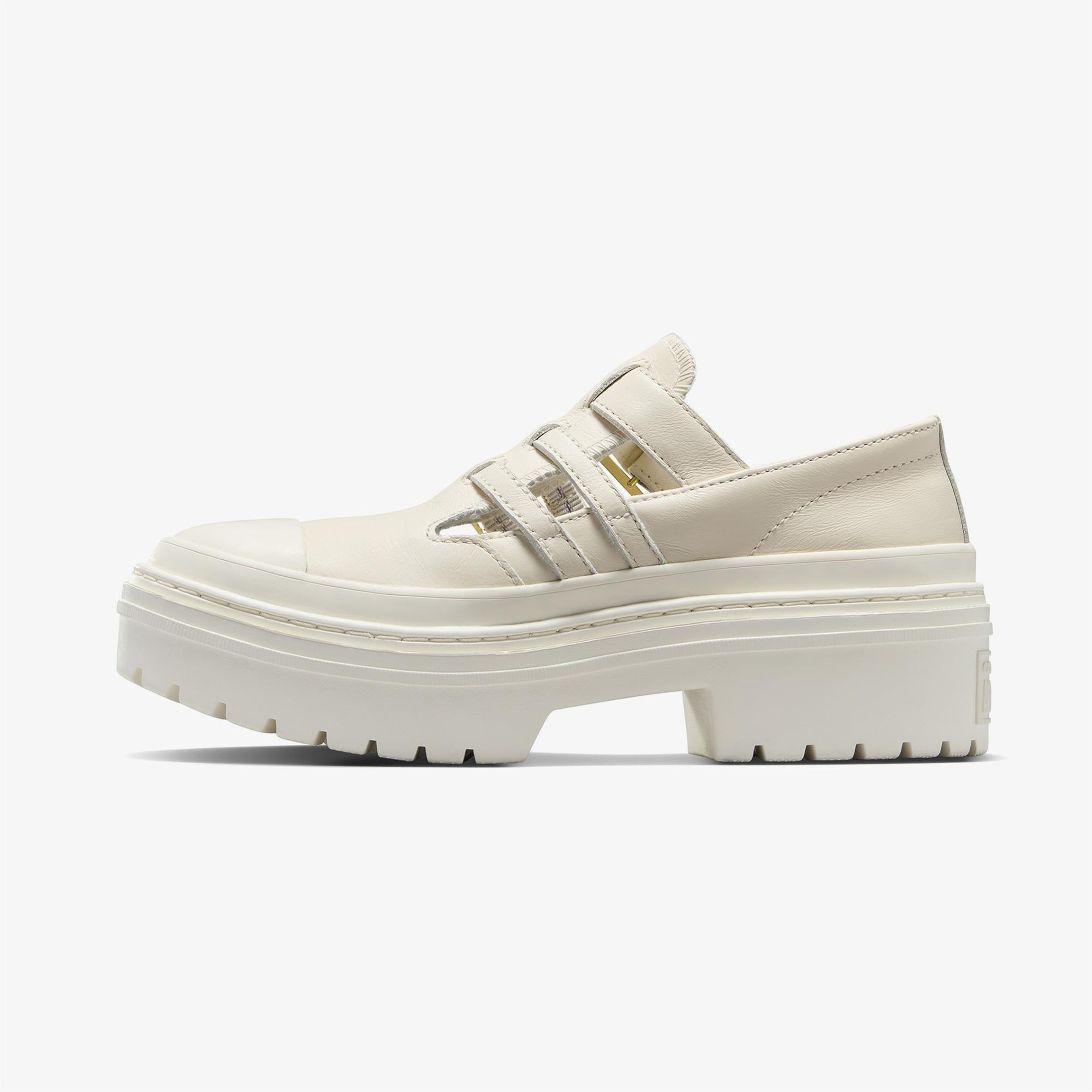 Converse Chuck Taylor All Star Lugged Heel Mary Jane Kadın Krem Deri Platform Loafer Ayakkabı