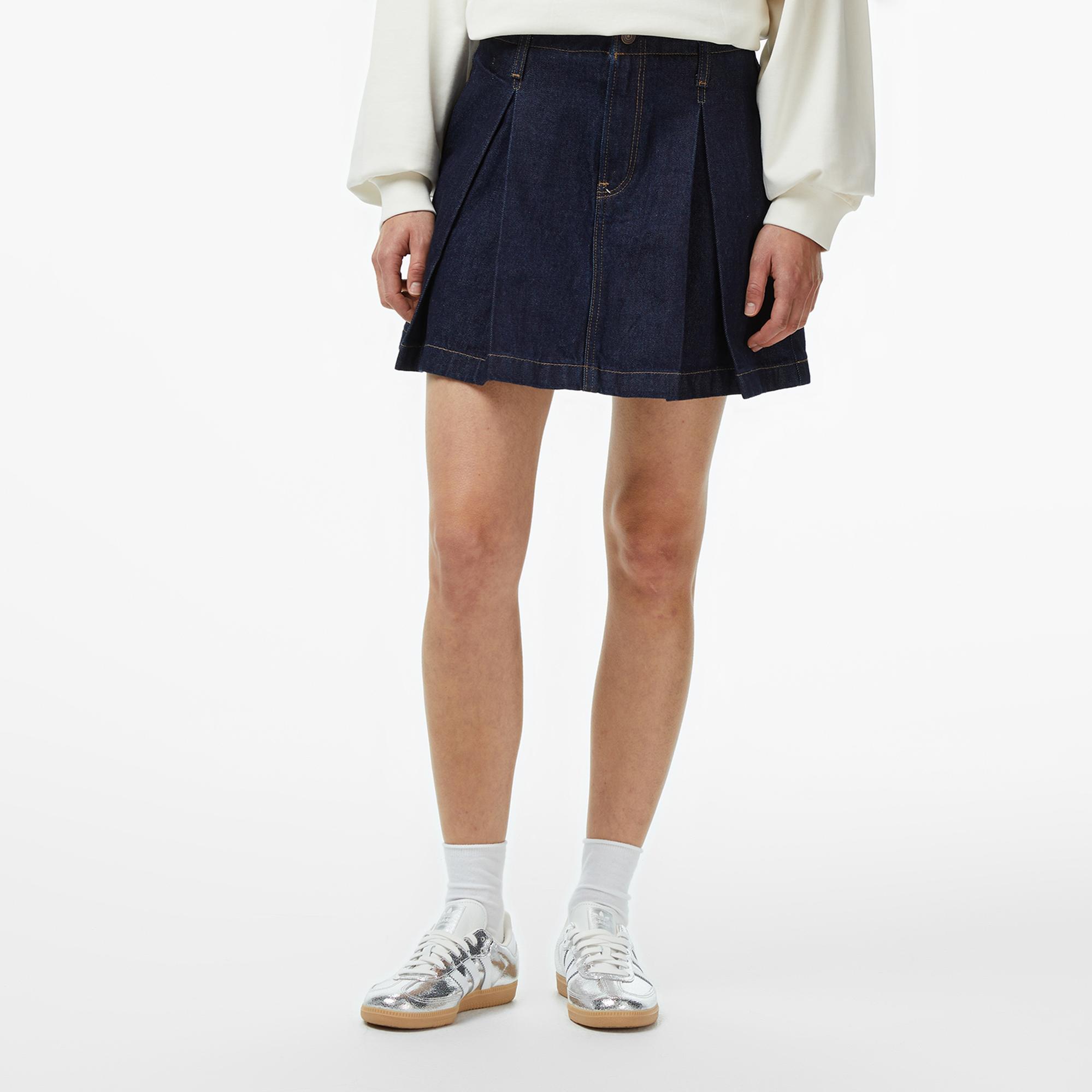 Calvin Klein Pleated Denim Classic Kadın Lacivert Etek