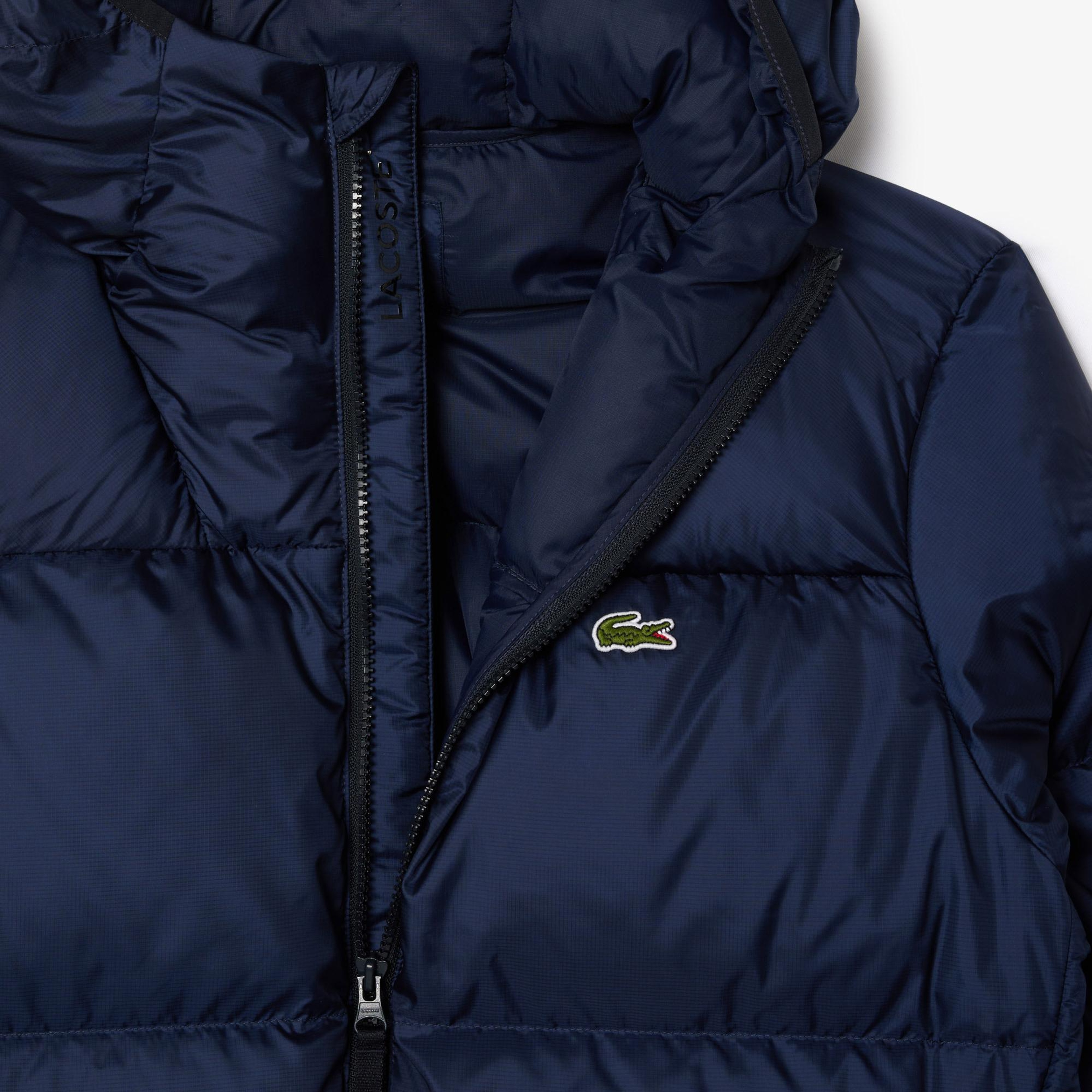 Lacoste Erkek Relaxed Fit Kapüşonlu Lacivert Şişme Mont
