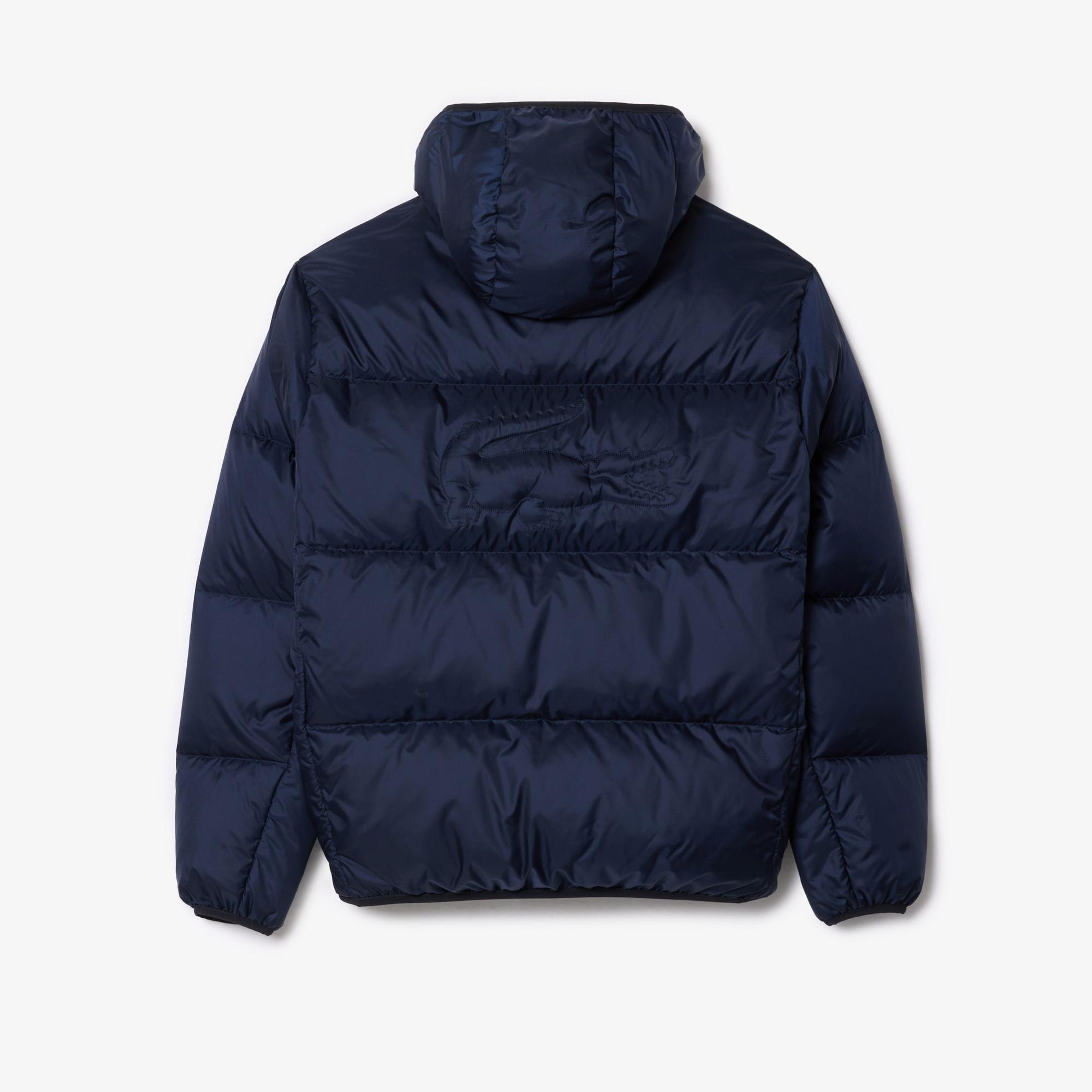 Lacoste Erkek Relaxed Fit Kapüşonlu Lacivert Şişme Mont