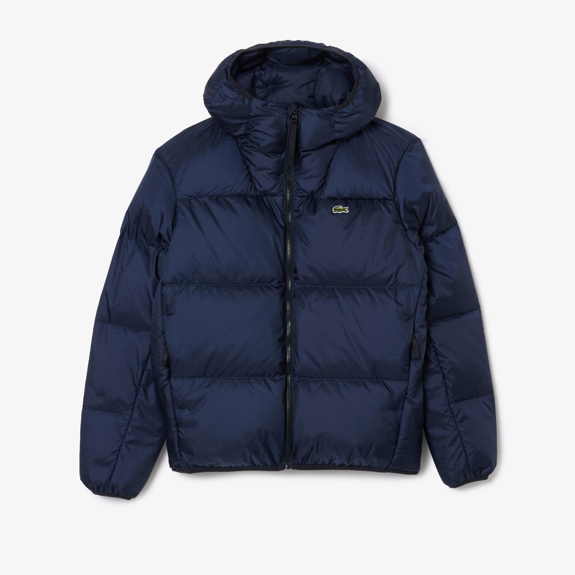 Lacoste Erkek Relaxed Fit Kapüşonlu Lacivert Şişme Mont