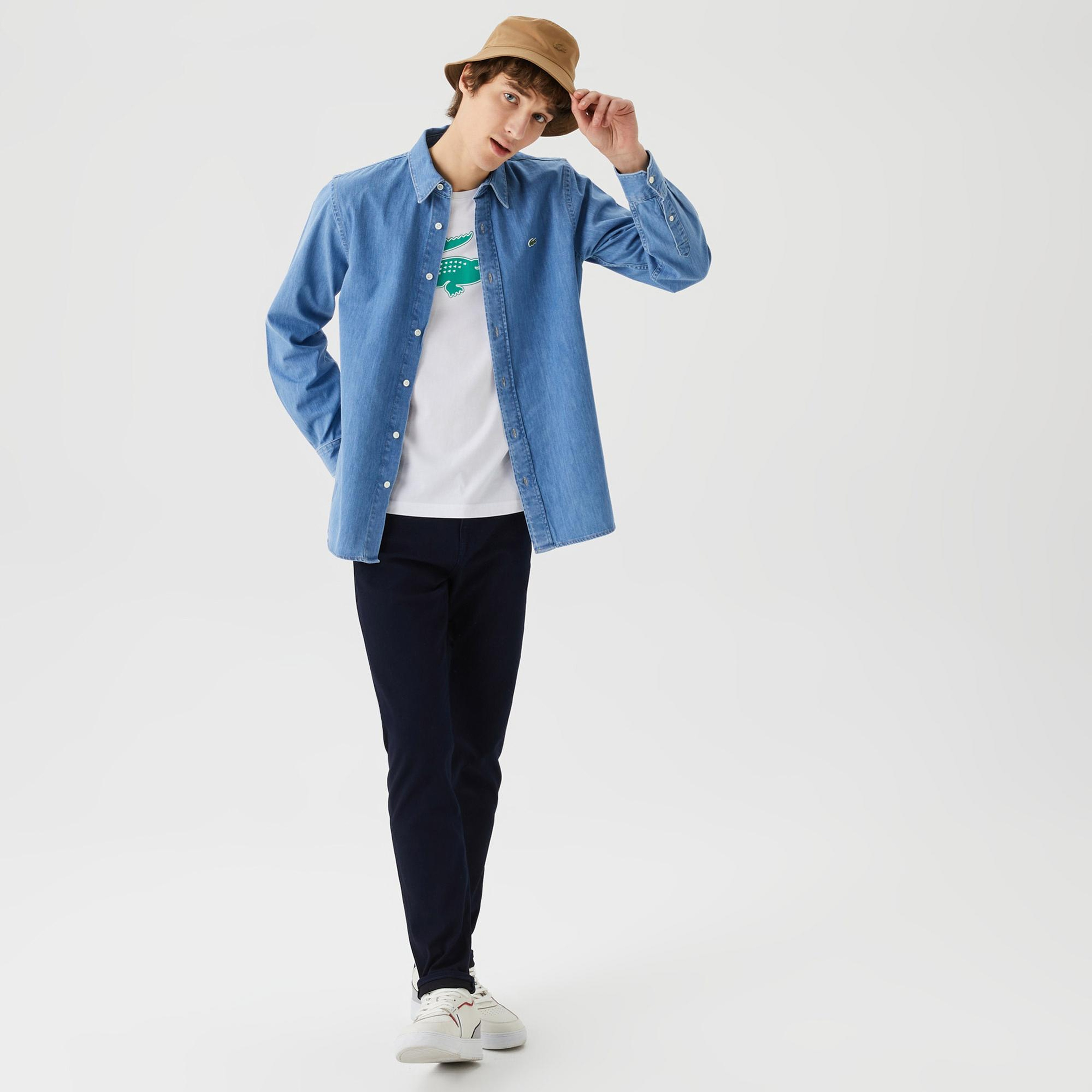 Lacoste Erkek Regular Fit Denim Mavi Gömlek