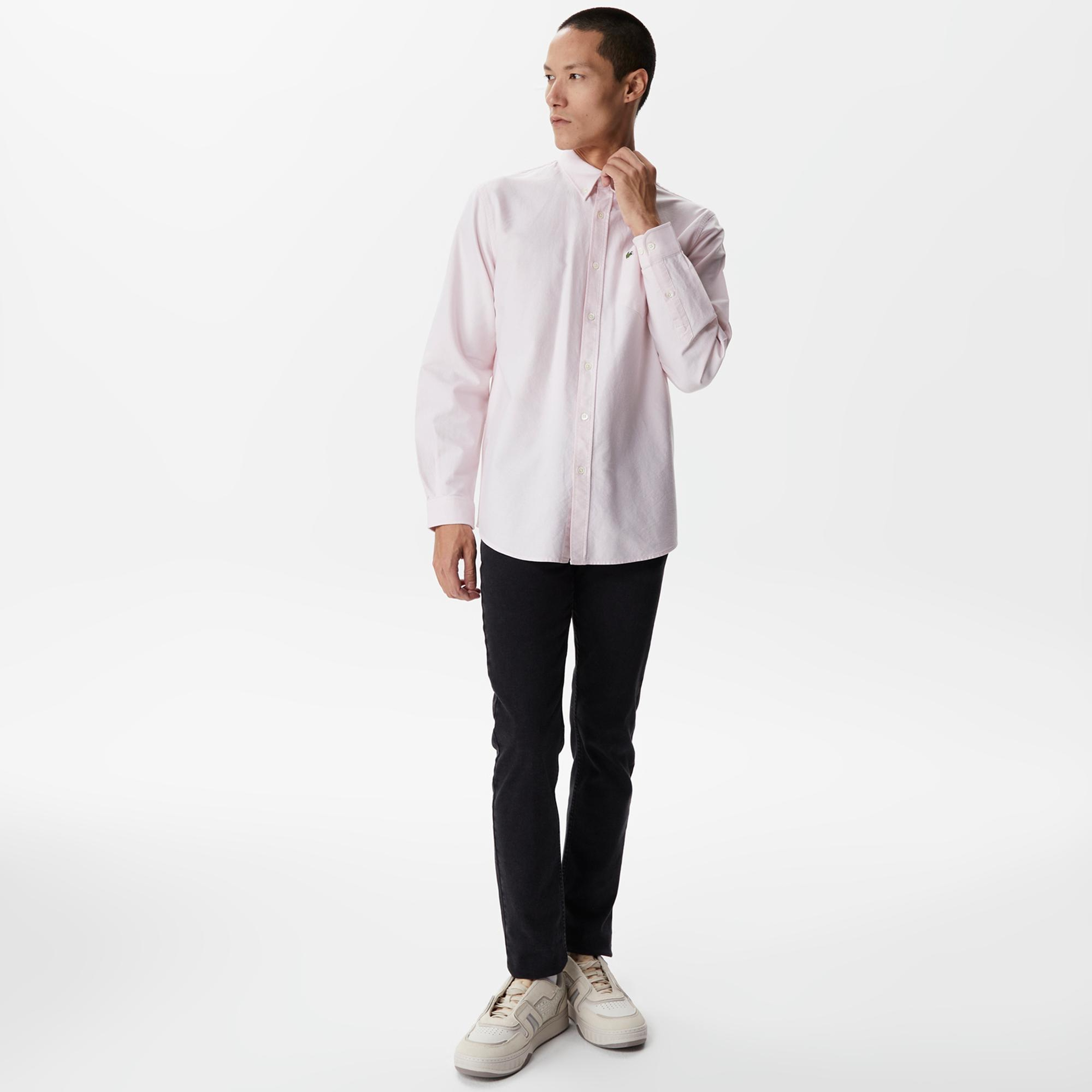 Lacoste Erkek Regular Fit Düğmeli Yaka Pembe Gömlek