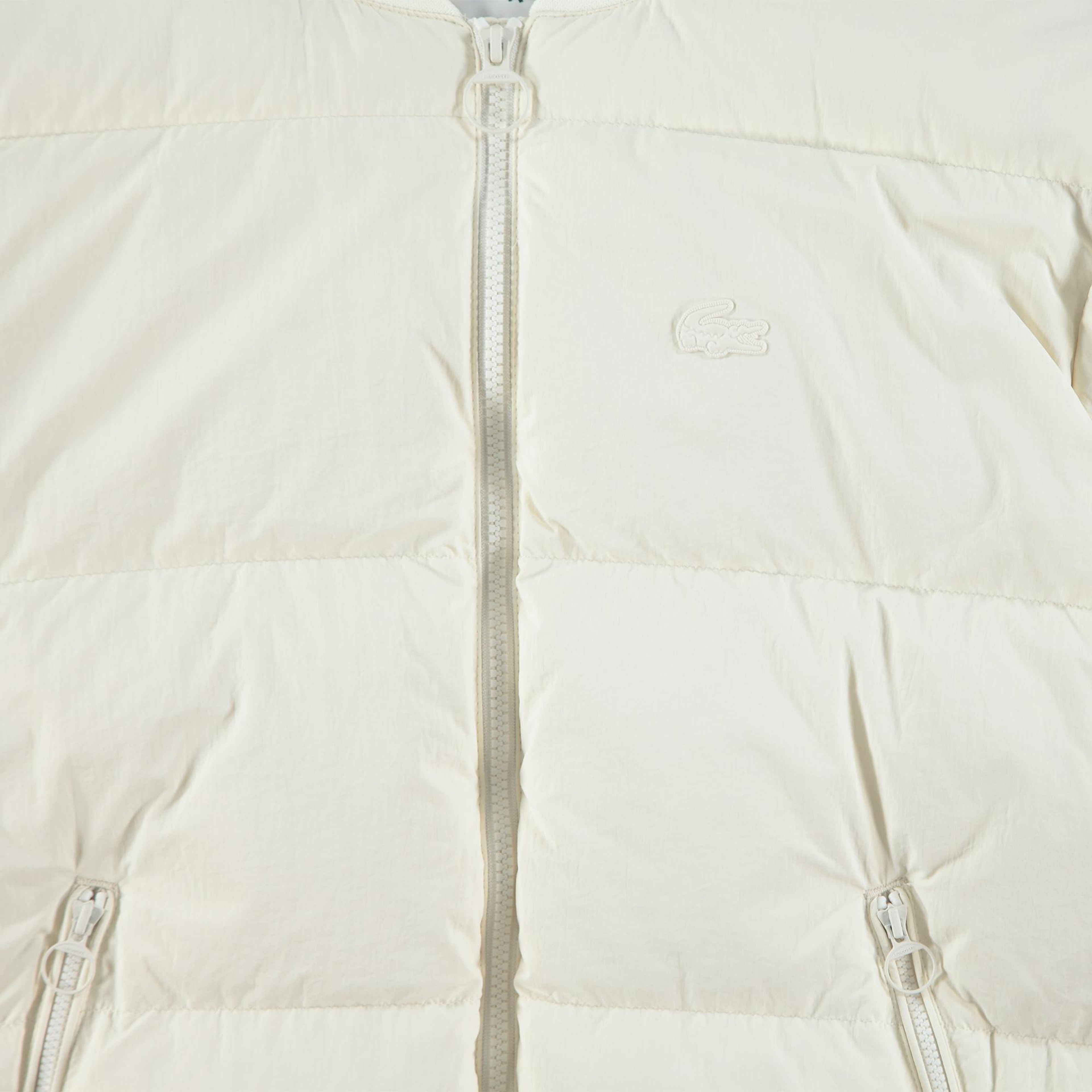 Lacoste Kadın Relaxed Fit Dik Yaka Krem Mont